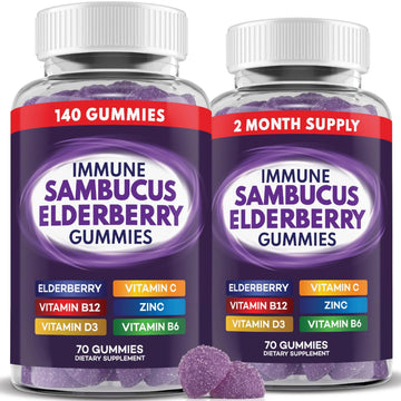 Elderberry Gummies Immune Support, Daily Support for Kids and Adults*, with Sambucus Elderberry, Zinc, Vitamin C, D3, B6, B12, Plus PAYÉ uk supplements