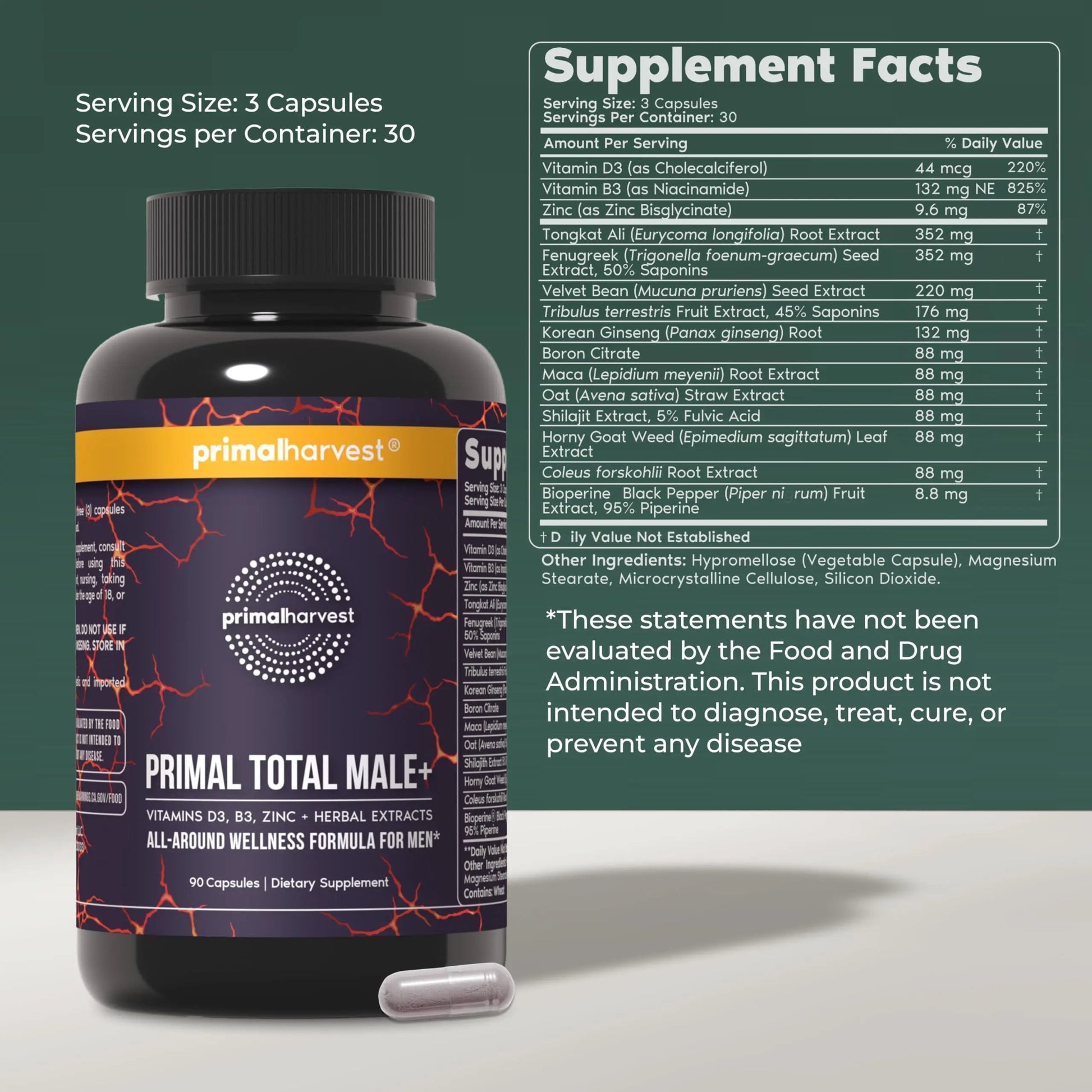 Primal Harvest Total Male+ Multivitamin for Men Vitamins, Minerals and Herbal Support for Energy, Vitality, Immune Health Primal Harvest uk supplements