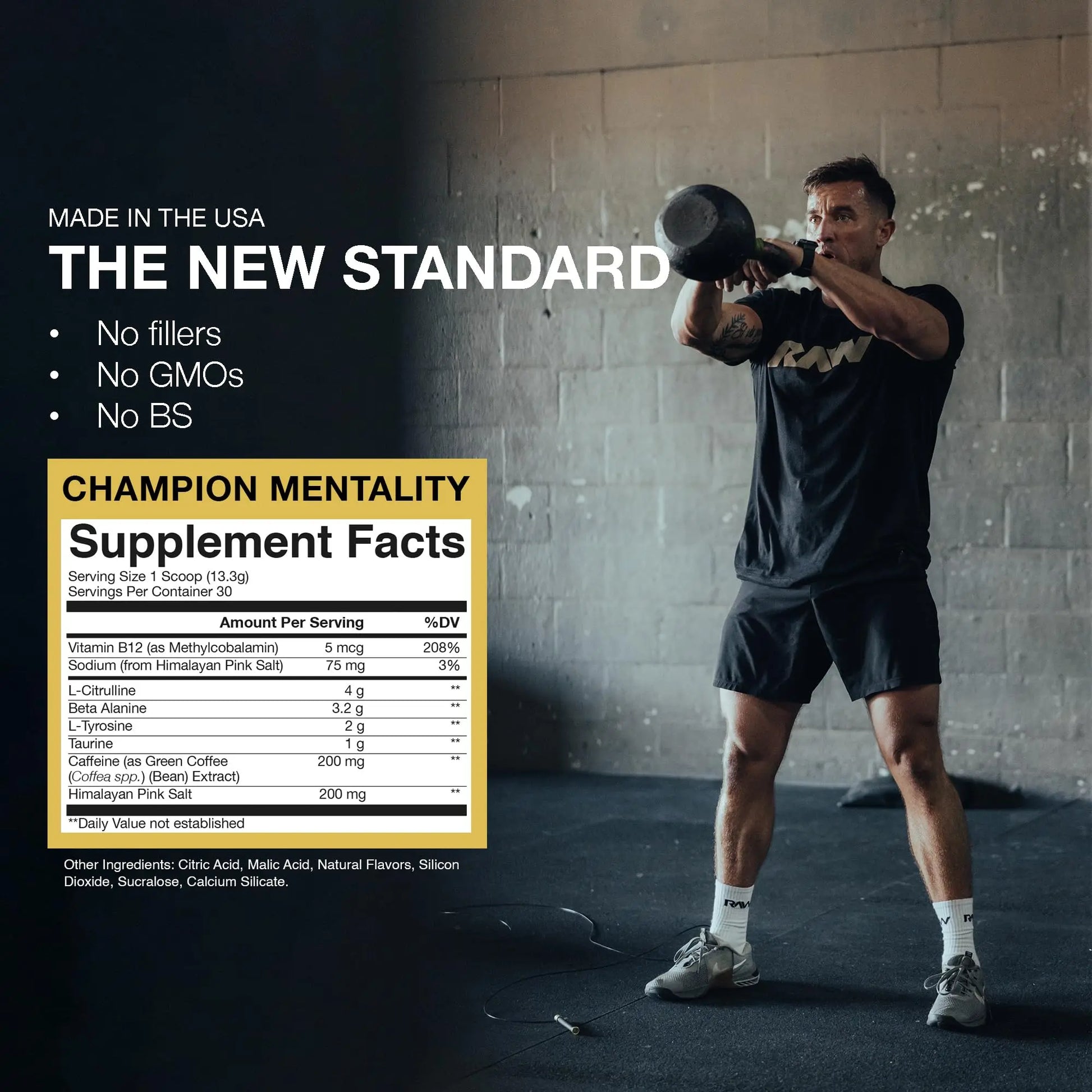 RAW Essential Pre-Workout Powder (Champion Mentality) - Chris Bumstead Sports Nutrition Supplement for Men & Women - Preworkout Energy Powder with Caffein RAW uk supplements
