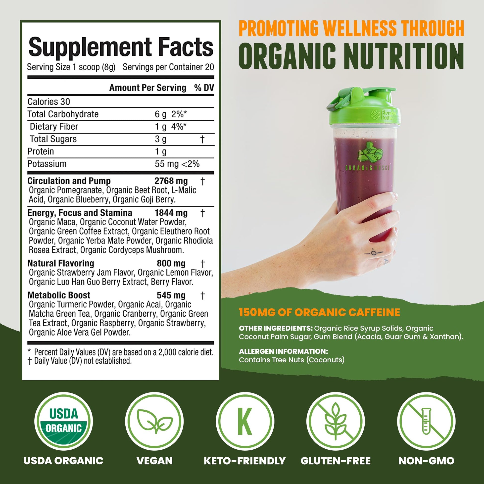 Organic Muscle Superfood Pre Workout Powder for Men & Women, Lemon Berry Organic Muscle uk supplements