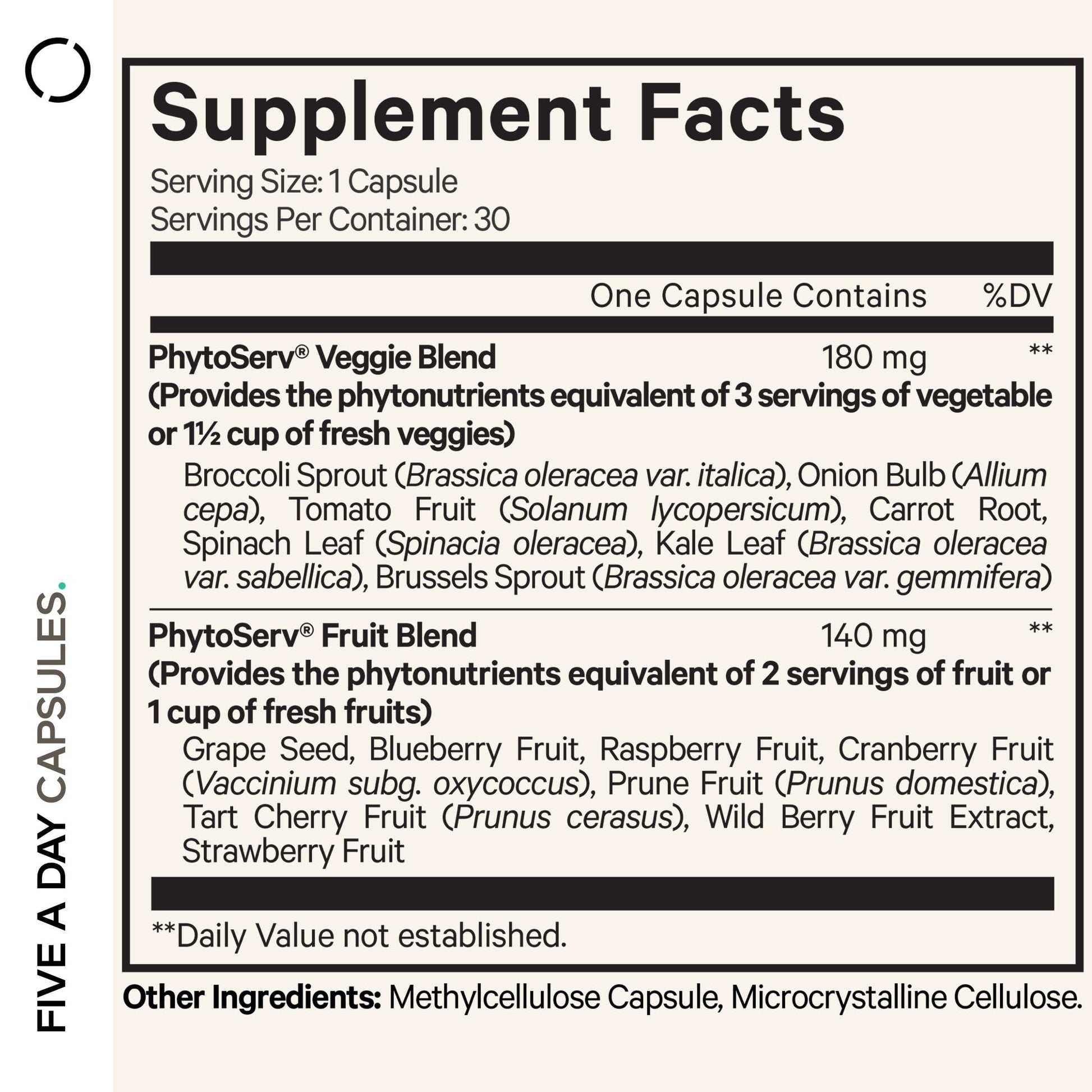 Codeage Instantfood Five A Day – Fruits & Vegetables Capsule Supplement – Whole Food Phytonutrients – 15 Fruits and Veggies Blend - Vegan, Non-GMO – 30 Capsules Codeage uk supplements