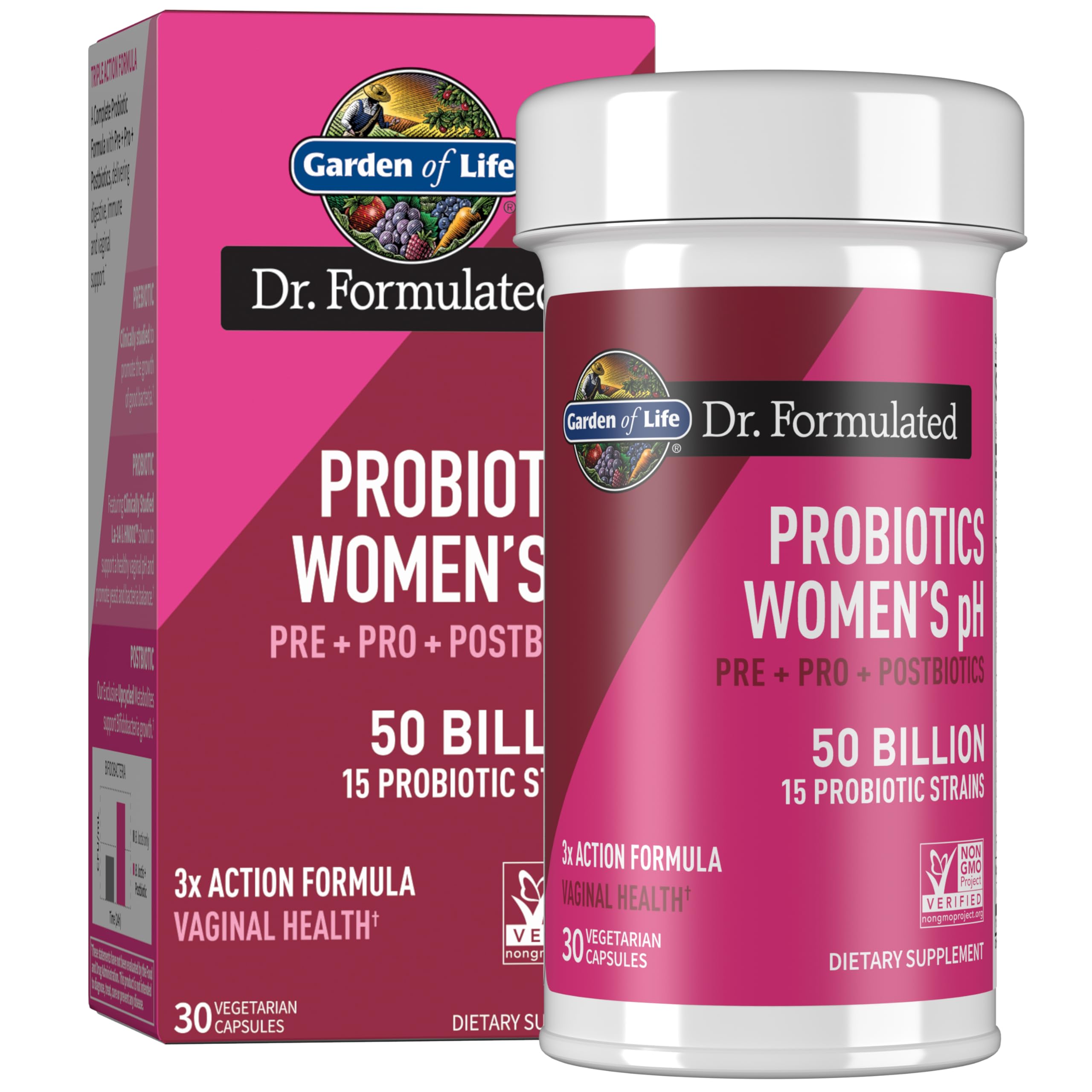 Garden of Life Dr Formulated Once Daily 3-in-1 Complete Prebiotics, Postbiotics & Probiotics for Women, PRE + PRO + POSTBIOTIC Supplement for Women’s Digestive, Immune & Vaginal Health, 30 Day Supply Garden of Life uk supplements