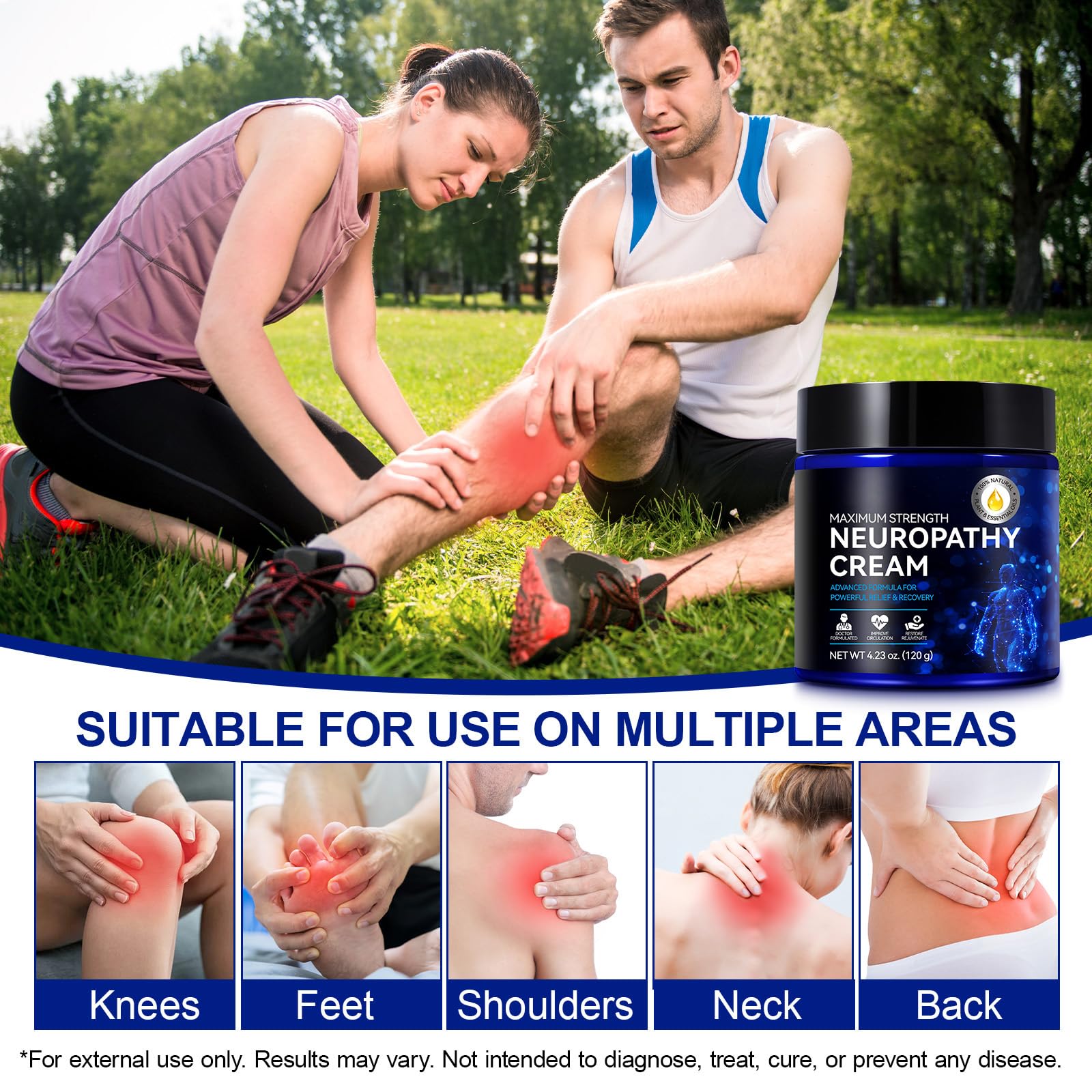 Neuropathy Cream for Feet, Legs & Hands – Lightweight, Plant-Based Formula with Cooling Comfort, 4 oz CFXYHNOX uk supplements