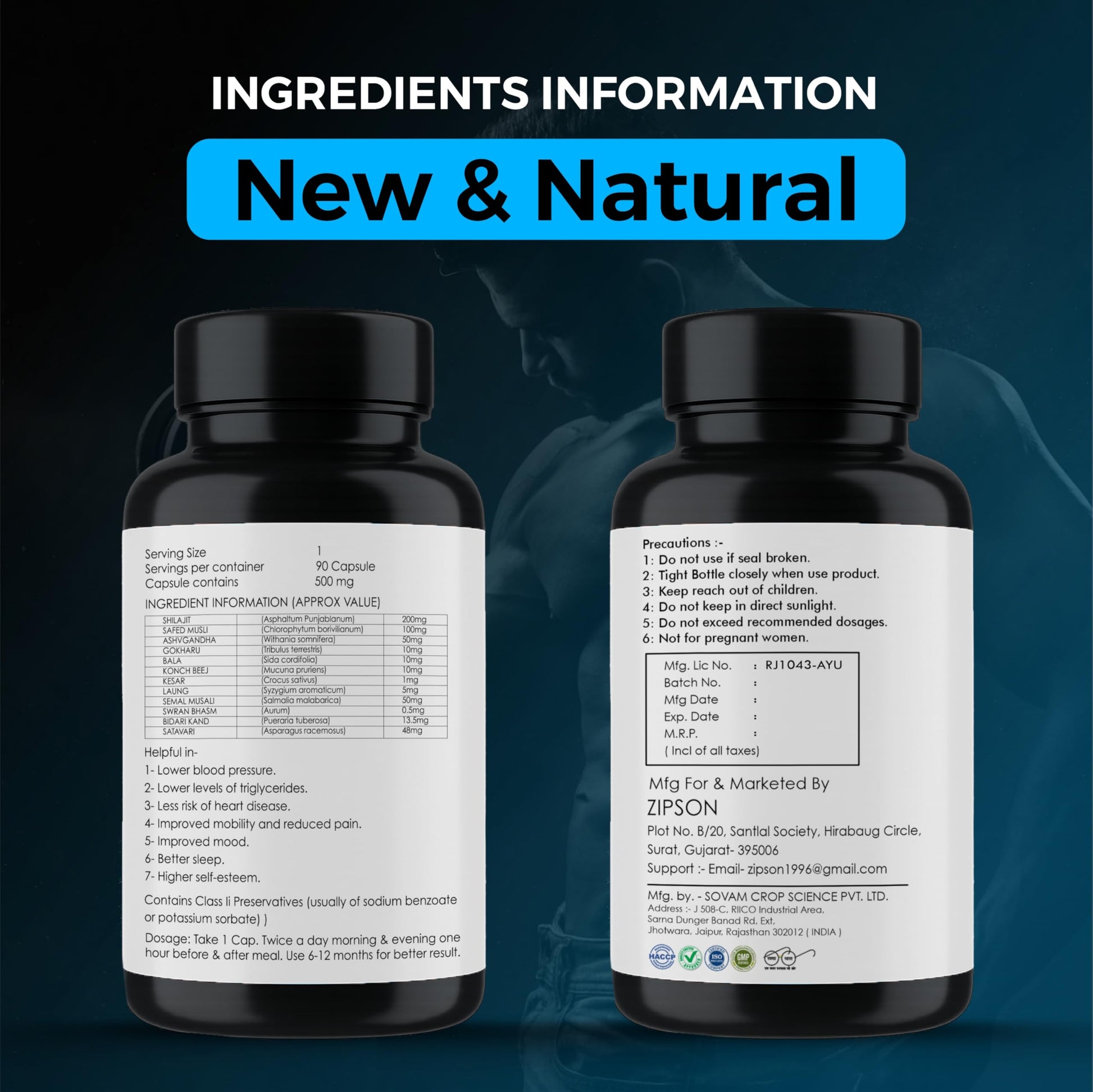 ZIPSON Shilajit for Men & Women | 90 Capsules | Himalayan Formula for Extra Power, Stamina & Immune Support | with Natural Fulvic Acid | Non-GMO | 500mg Per Serving ZIPSON uk supplements