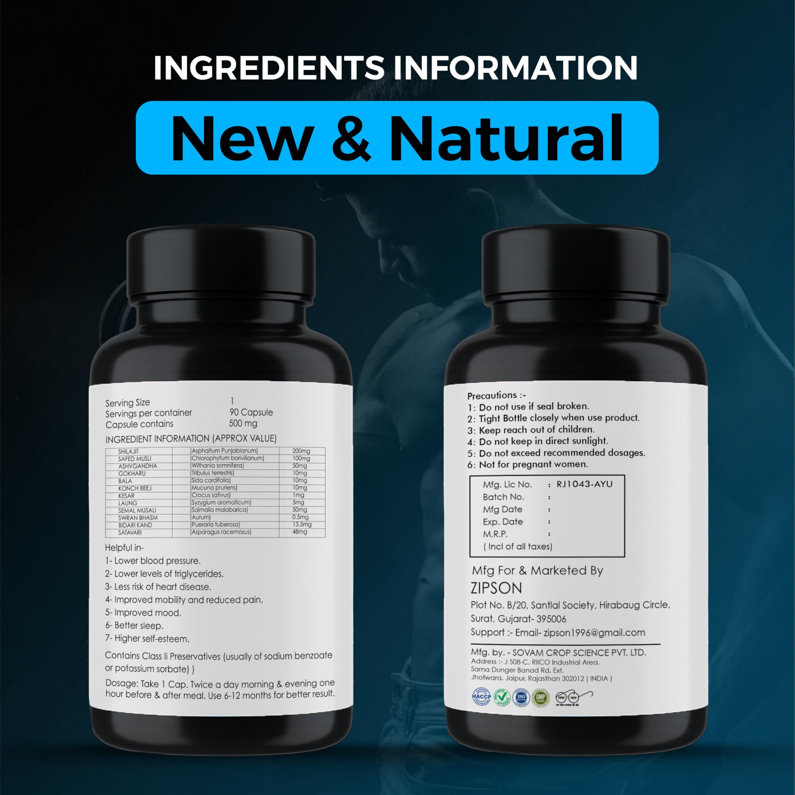 ZIPSON Shilajit for Men & Women | 90 Capsules | Himalayan Formula for Extra Power, Stamina & Immune Support | with Natural Fulvic Acid | Non-GMO | 500mg Per Serving ZIPSON uk supplements