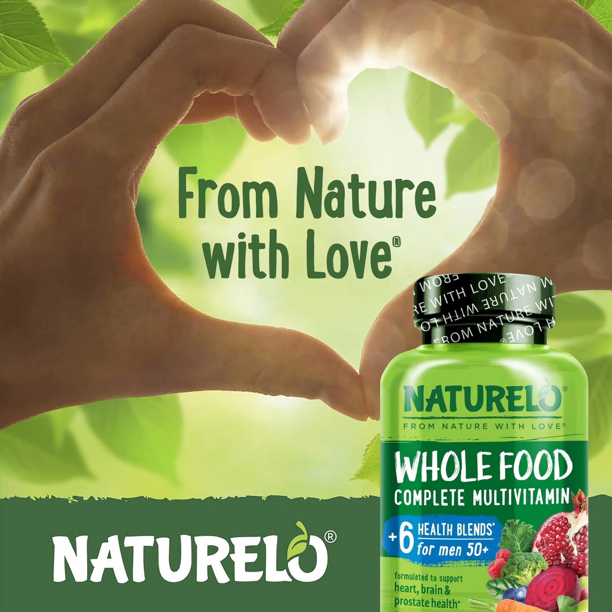 NATURELO Whole Food Multivitamin for Men 50+ - with Vitamins, Minerals, Organic Herbal Extracts - Vegan Vegetarian NATURELO uk supplements
