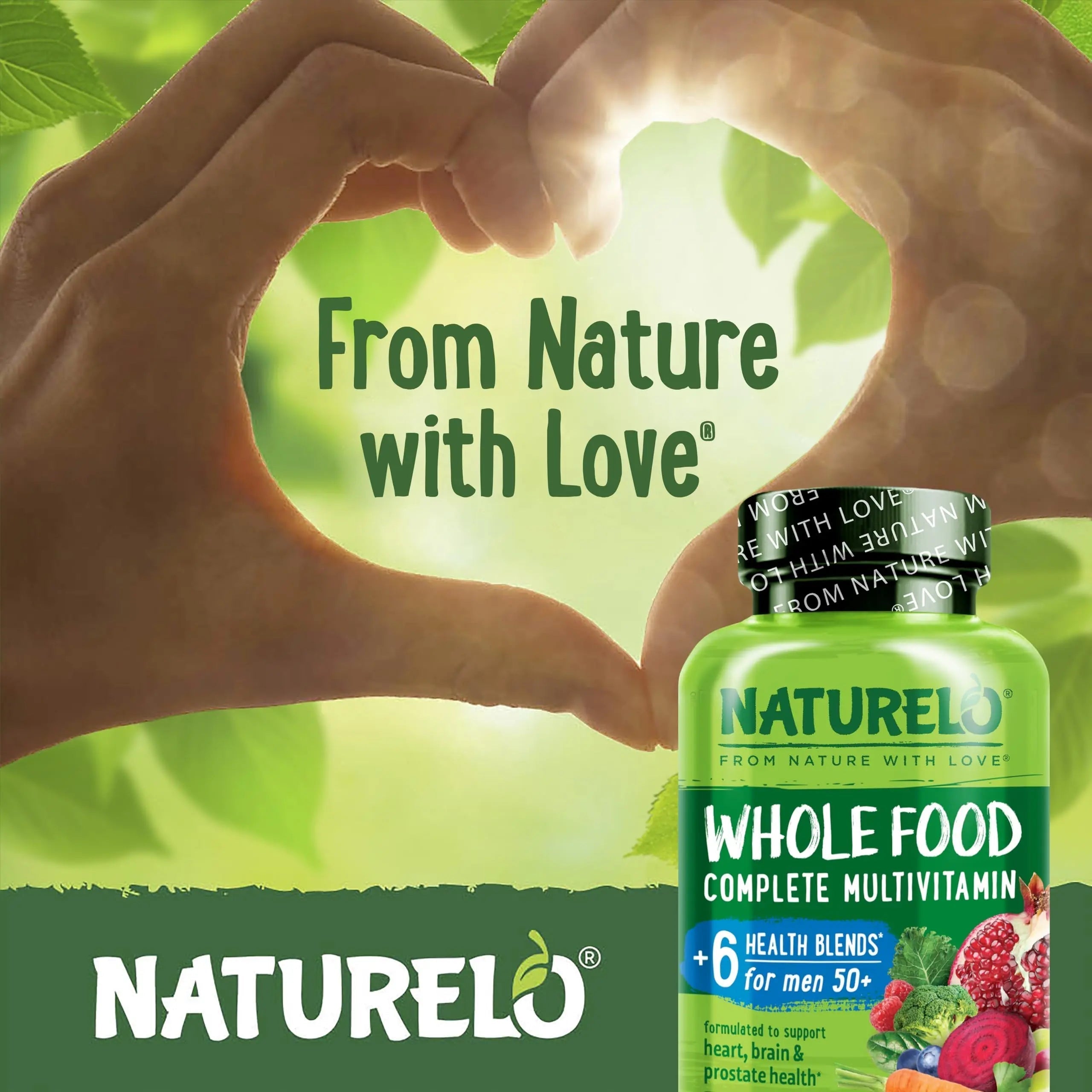 NATURELO Whole Food Multivitamin for Men 50+ - with Vitamins, Minerals, Organic Herbal Extracts - Vegan Vegetarian NATURELO uk supplements