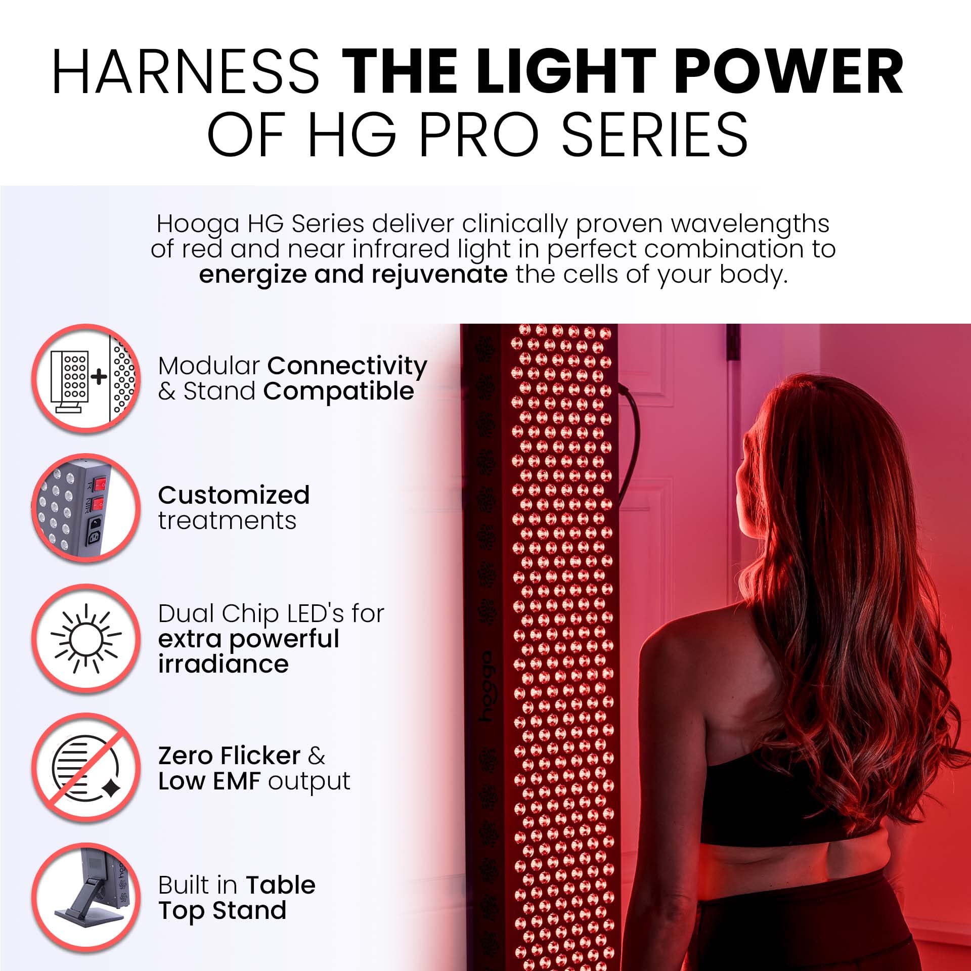 Hooga Red Light Therapy 660nm 850nm Red Near Infrared, Dual Chip Flicker Free LEDs, PRO Series hooga uk supplements