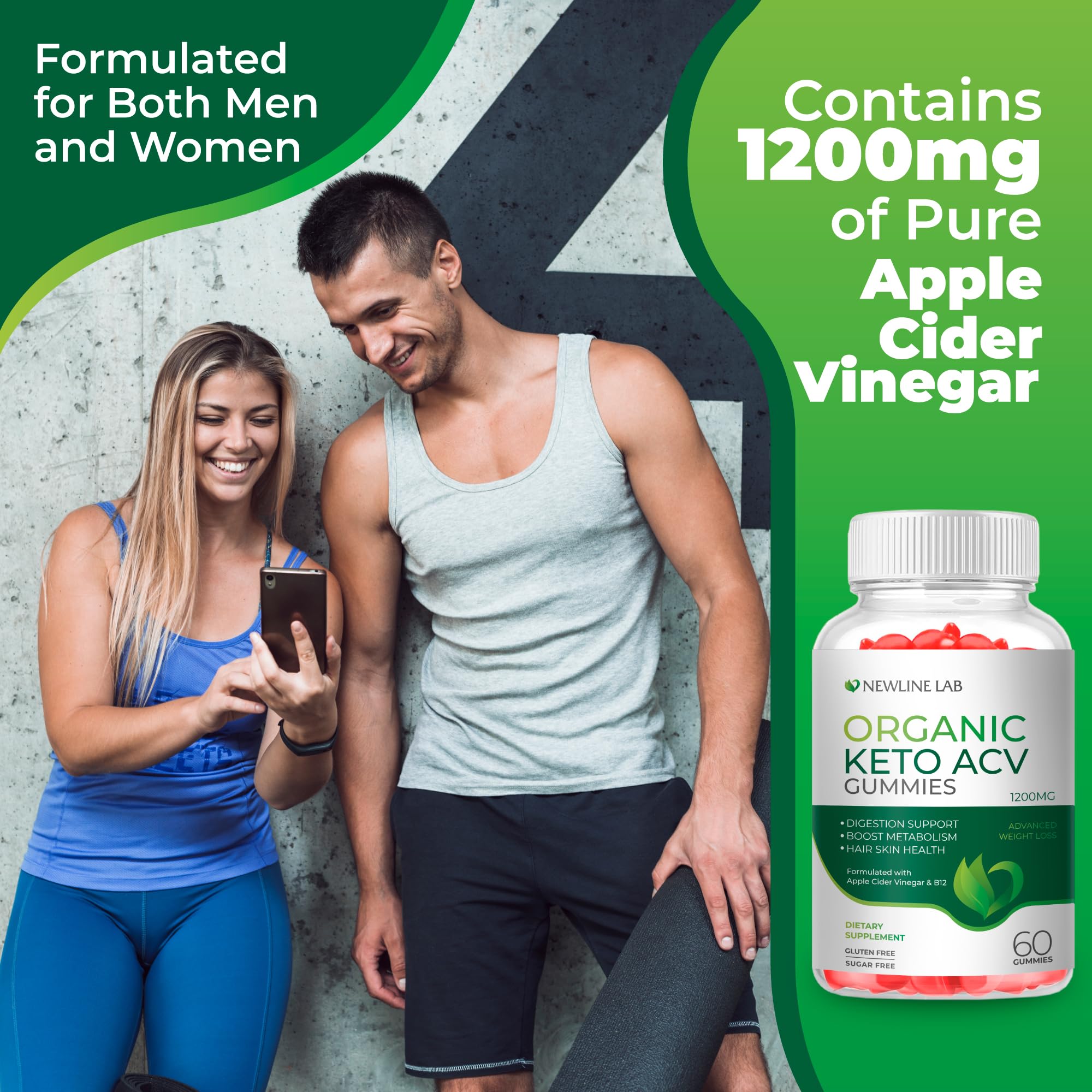 Organic Keto ACV Gummies for Advanced Weight Loss Fat Burn - Sugar Gluten Free Apple Newline Lab uk supplements