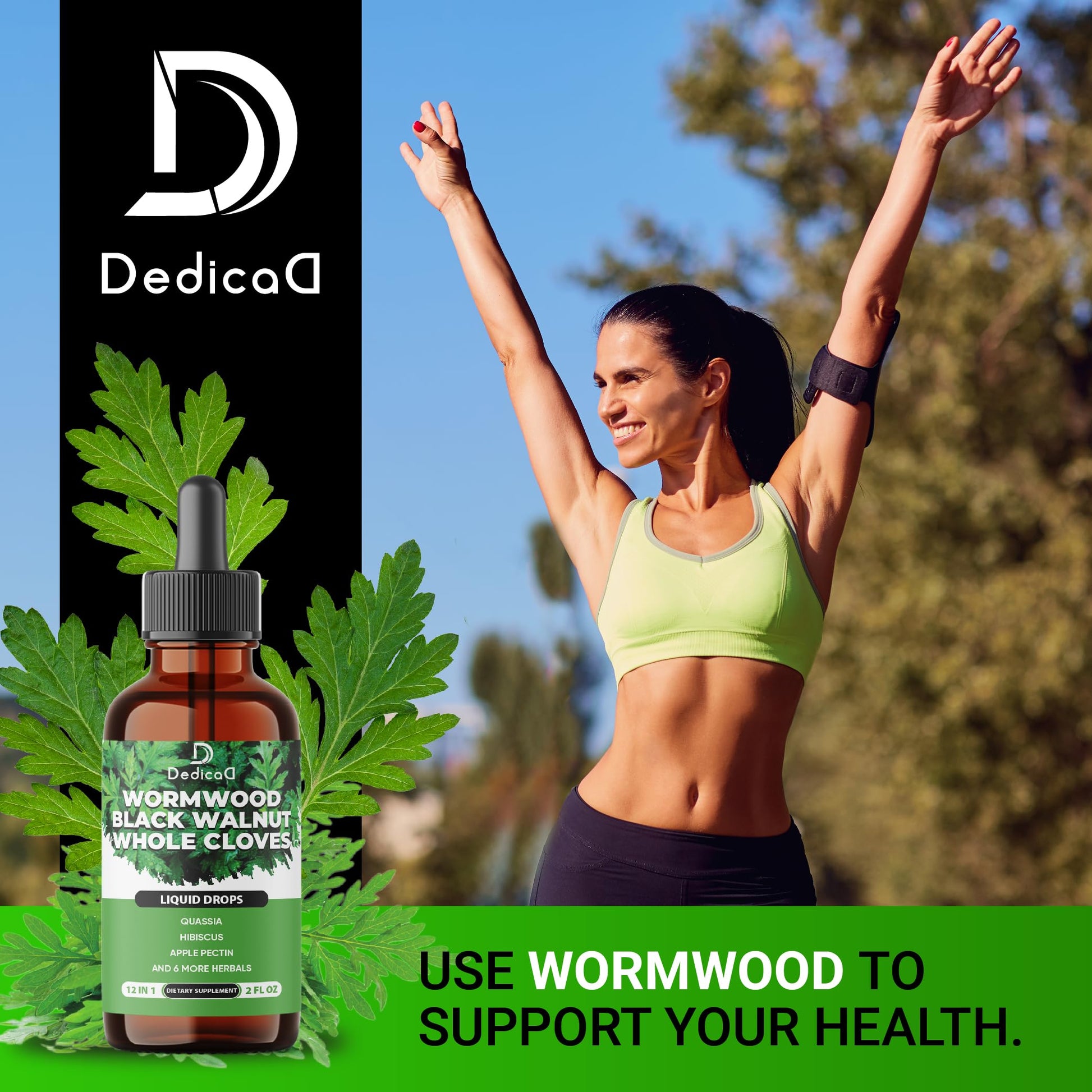 DEDICAD 12in1 Wormwood Liquid Drops - Black Walnut Wormwood Tincture Liquid Extract Whole Cloves and 9 More Herbs - 60 Days Supply DEDICAD uk supplements