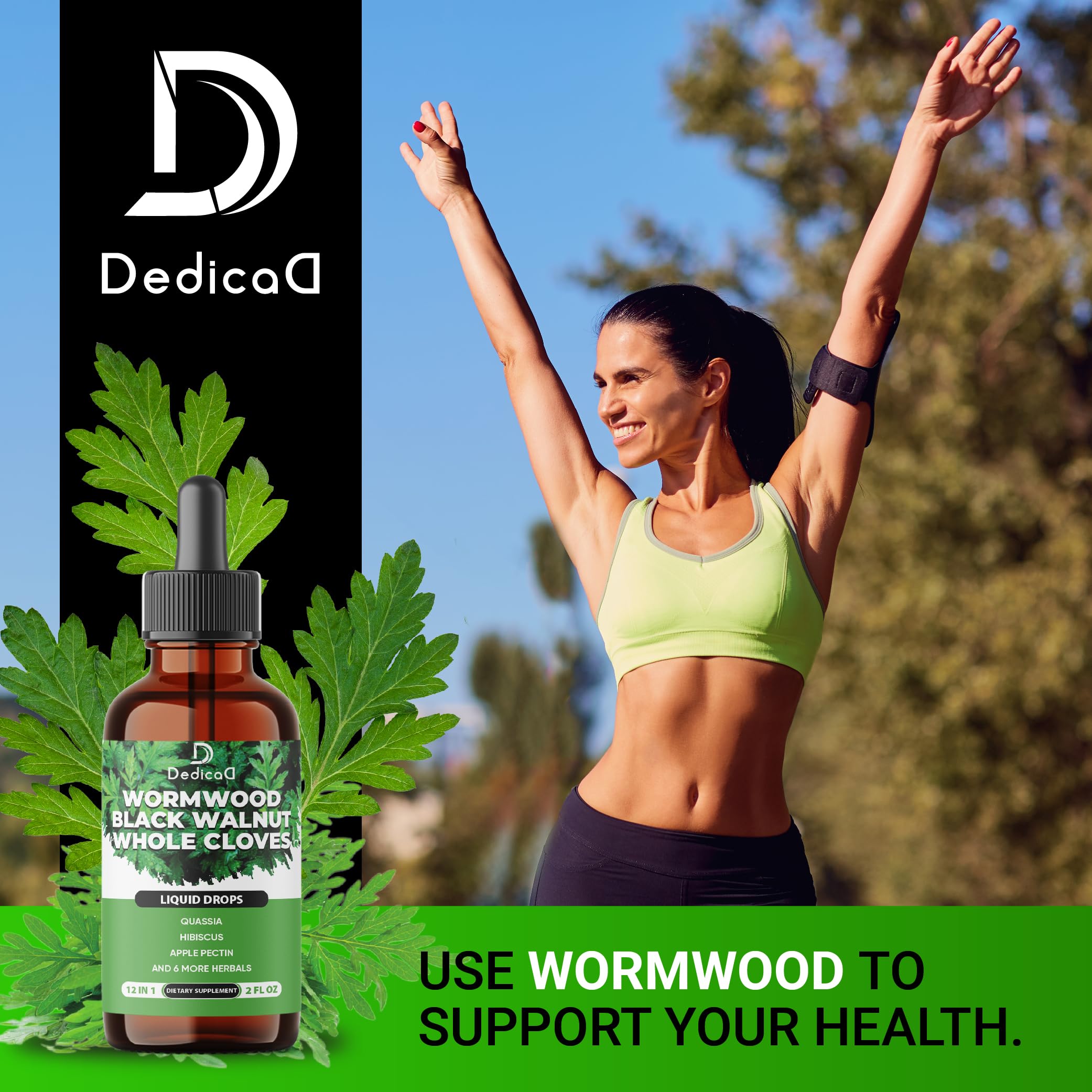DEDICAD 12in1 Wormwood Liquid Drops - Black Walnut Wormwood Tincture Liquid Extract Whole Cloves and 9 More Herbs - 60 Days Supply DEDICAD uk supplements