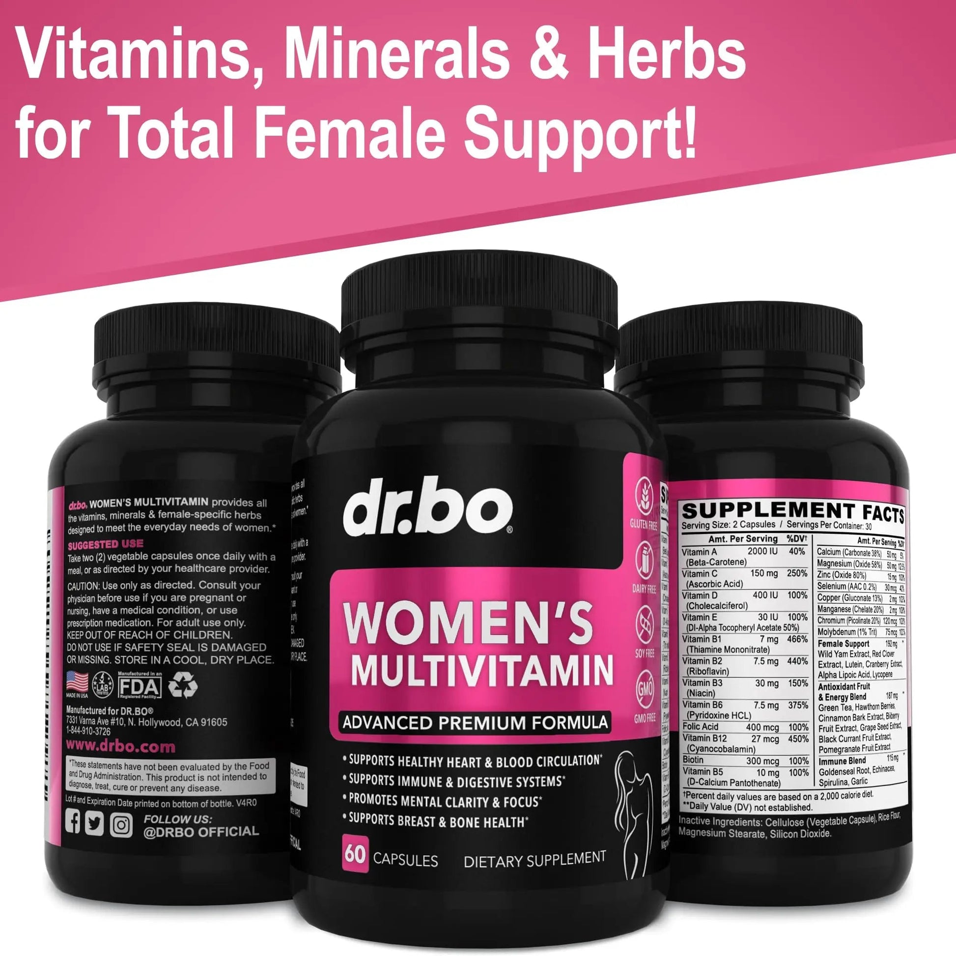 Womens Multivitamin - Natural Daily Multi Vitamins for Women - Womans Energy Vitamin DR. BO uk supplements