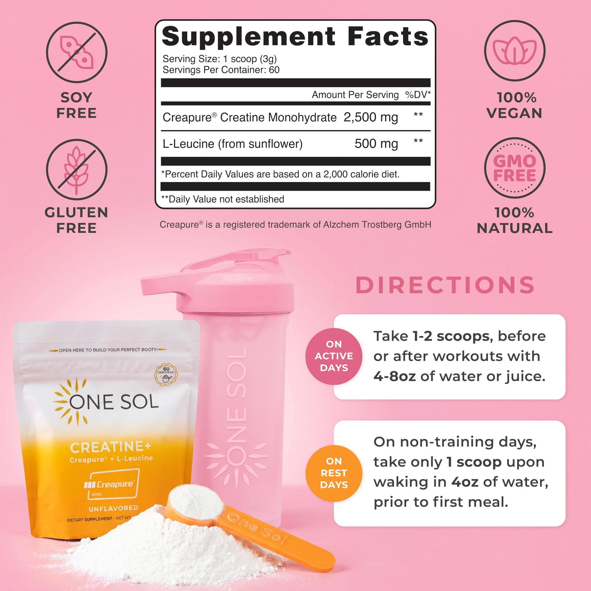 One Sol Creatine for Women, All Natural Women’s Creatine Powder w Creapure & Leucine, Increase Lean Muscle Mass, Reduce Recovery Time, Promotes Brain & Bone Health (Unflavored, 60 Servings) One Sol uk supplements