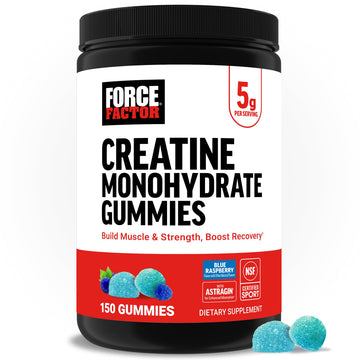 Force Factor Creatine Monohydrate Gummies, NSF Certified, 5g Dose for Men & Women to Support Muscle, Strength, Recovery, Cognitive Health & Memory, Packaging May Vary, Blue Raspberry, 150 Gummies Force Factor uk supplements