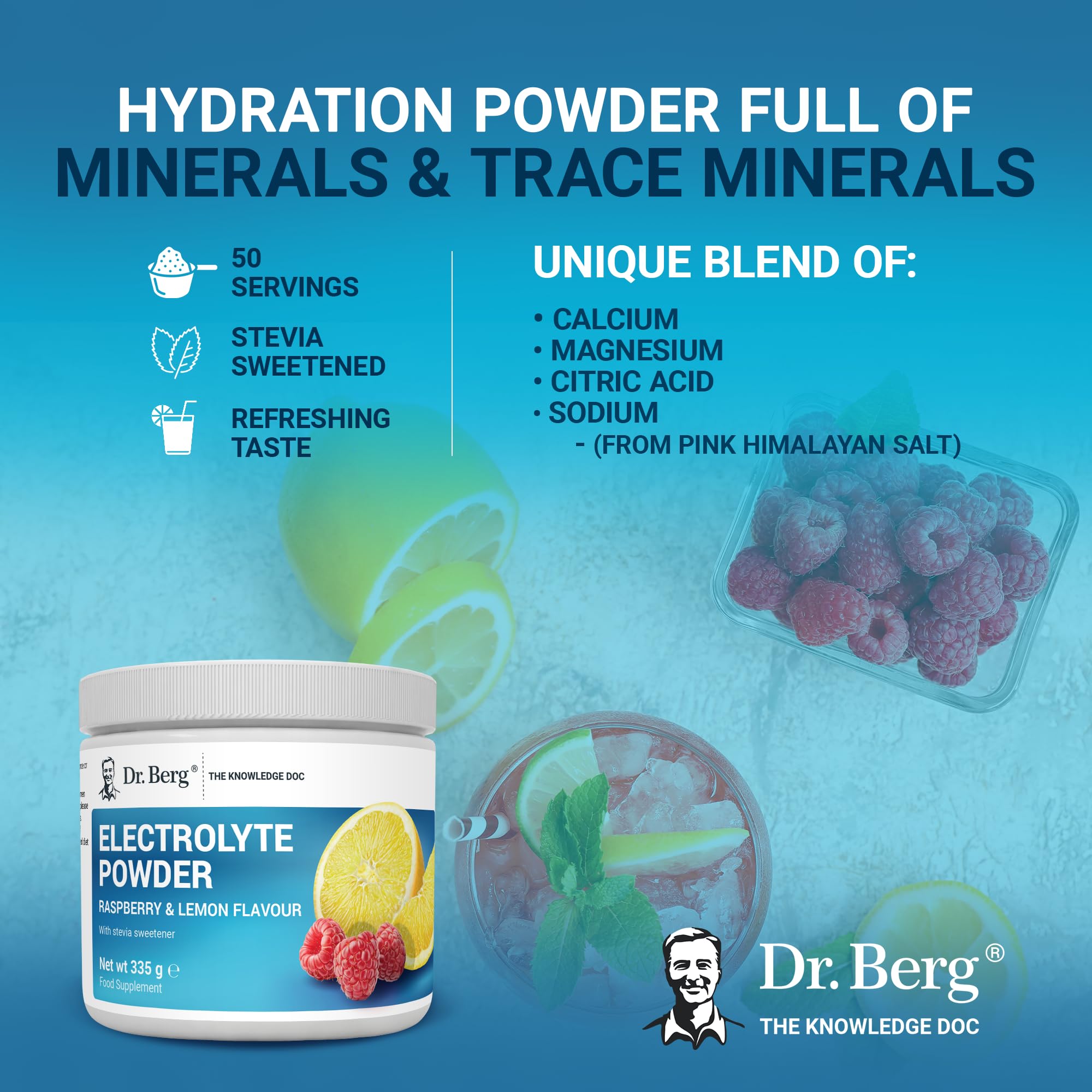 Dr. Berg Electrolyte Powder - Electrolyte Drink Supplements with 1000mg Potassium Dr. Berg Nutritionals uk supplements