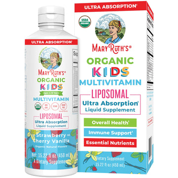 MaryRuth Organics Kids Multivitamin Liposomal | Vegan, Sugar-Free Vitamins for Kids | Ages 4+ | 2 Month Supply | 15.22 Fl Oz MARYRUTH'S uk supplements