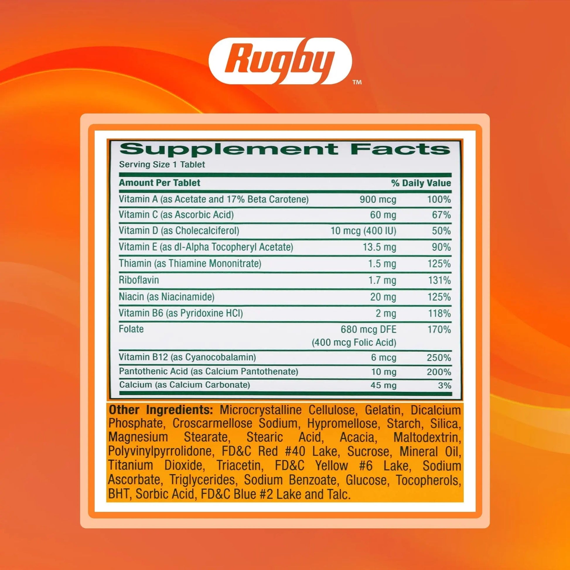 Rugby Daily-Vite Multivitamin Tablets, Gluten-Free Dietary Supplement for Adults, Supports Overall Health, No Artificial Flavors - 1000 Count (1 Pack) RUGBY LABORATORIES uk supplements