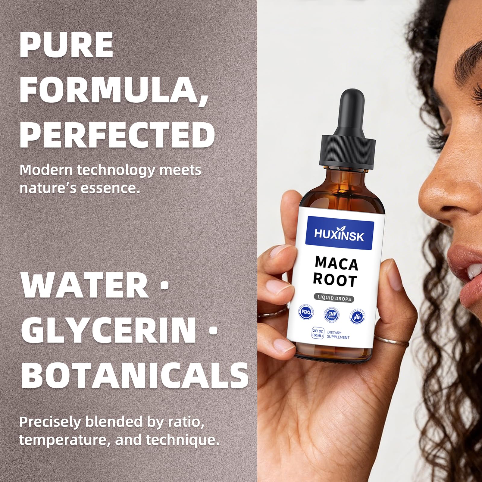 Maca Root Liquid Drops Extract | Peruvian Black & Red Blend | Natural Energy & Hormone Balance | Alcohol-Free, 60ml Vegan Tincture HUXINSK uk supplements