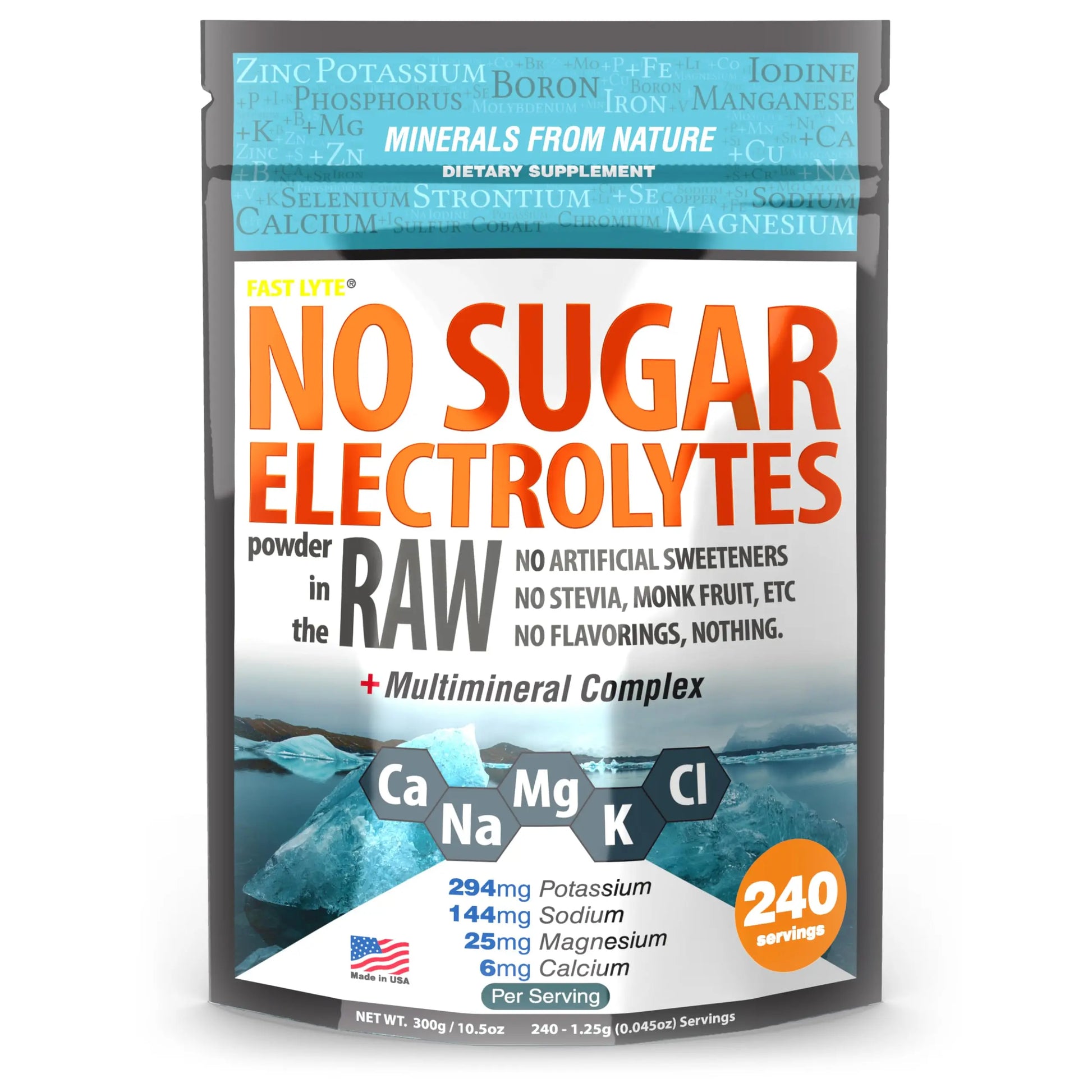 FAST LYTE No Sugar Electrolytes Powder in the Raw | Mix in Coffee, Soup, Juice, Water, Smoothies, Broth, Anything | No Sweeteners or Flavorings | Keto & Sugar Free | Non-GMO & Vegan FAST LYTE uk supplements
