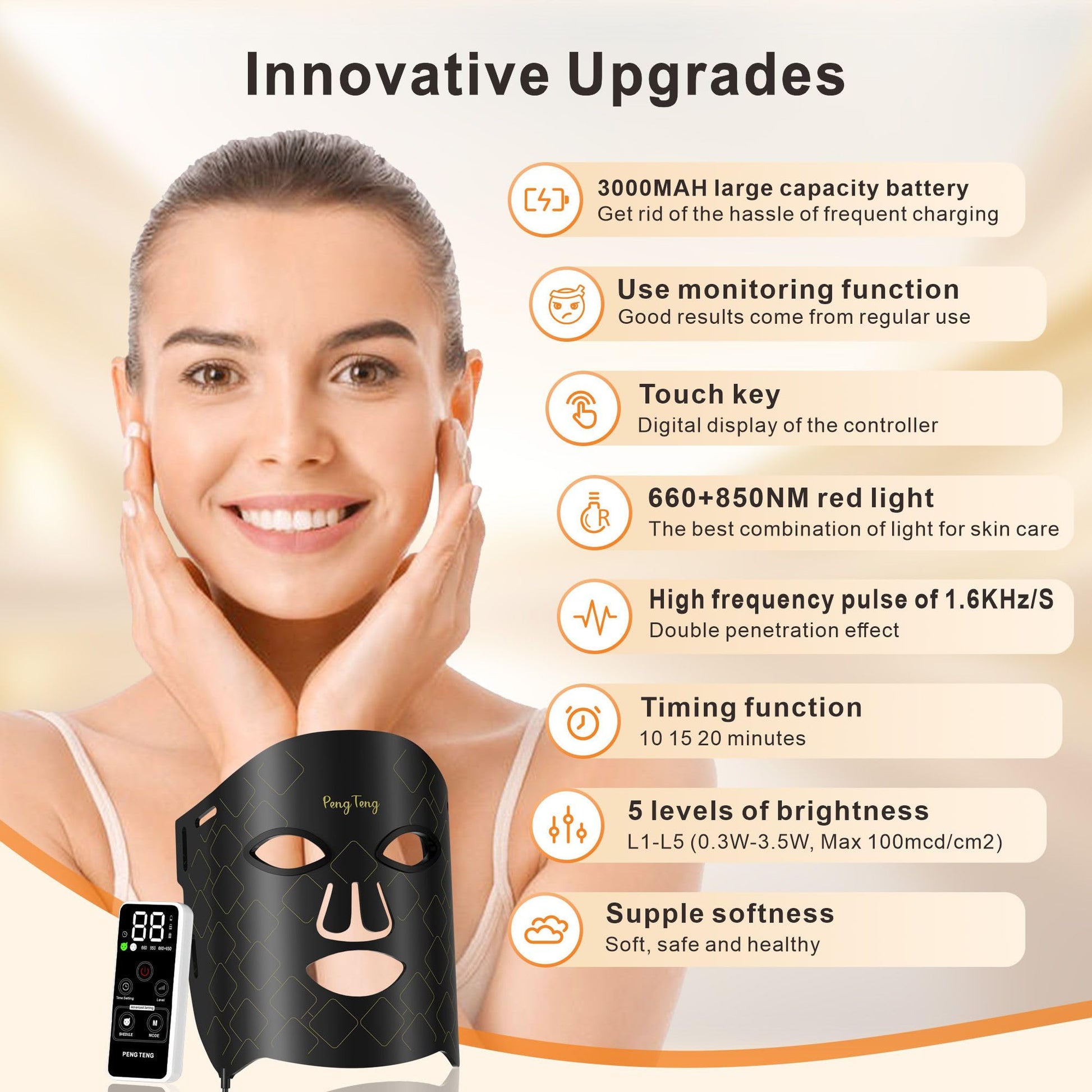 Peng Teng Red Light Therapy for Face, 660NM and 850NM,Innovative use of Monitoring,red Light Therapy Masks PengTeng uk supplements