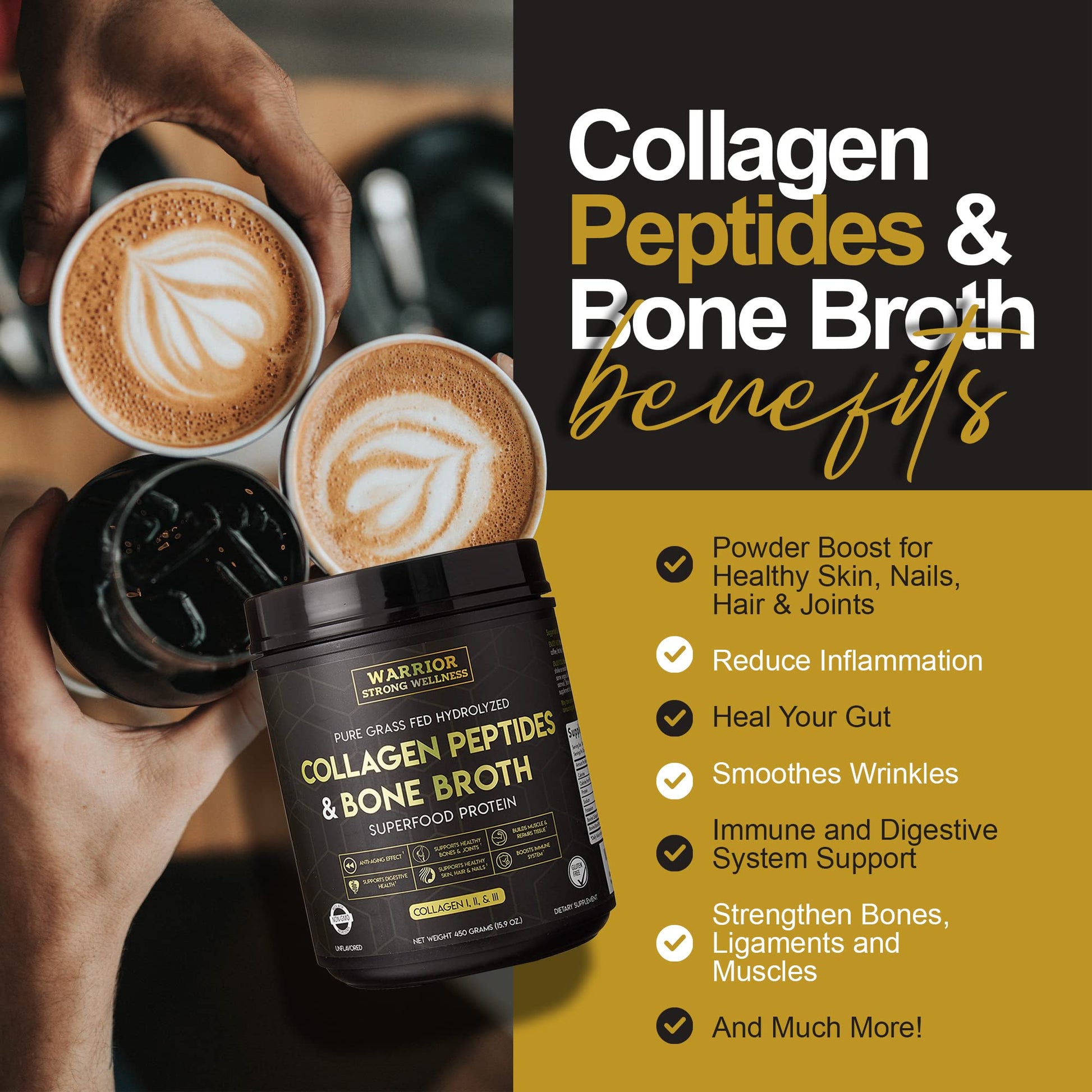 Warrior Strong Wellness Premium Collagen Peptides Bone Broth: Grass Fed Hydrolyzed Warrior Strong Wellness uk supplements