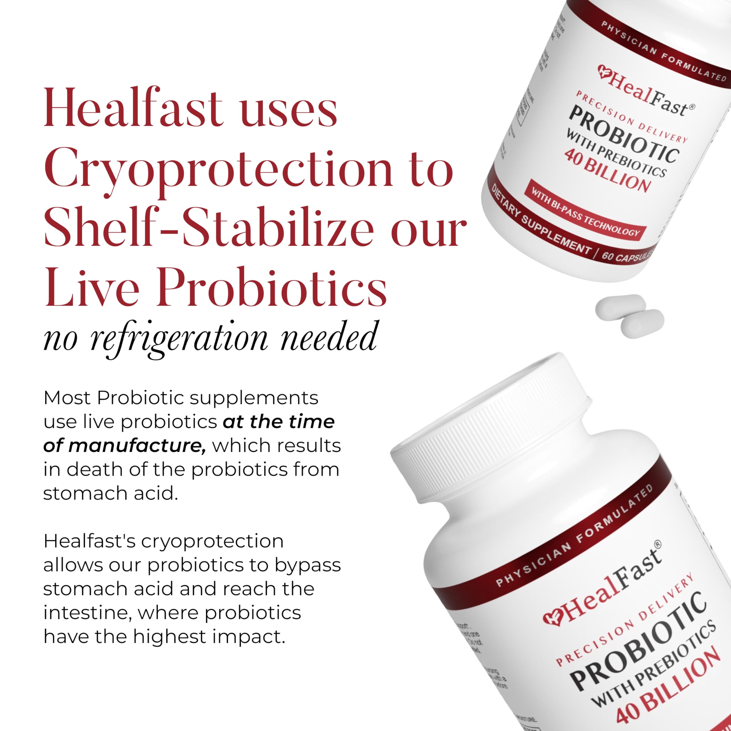HealFast Physician Formulated Probiotic Supplement - 40 Billion CFU - Live Prebiotics and Probiotics for Men and Women - Probiotics for Gut Health - Non-GMO and Vegan - 30 Day Supply HealFast uk supplements