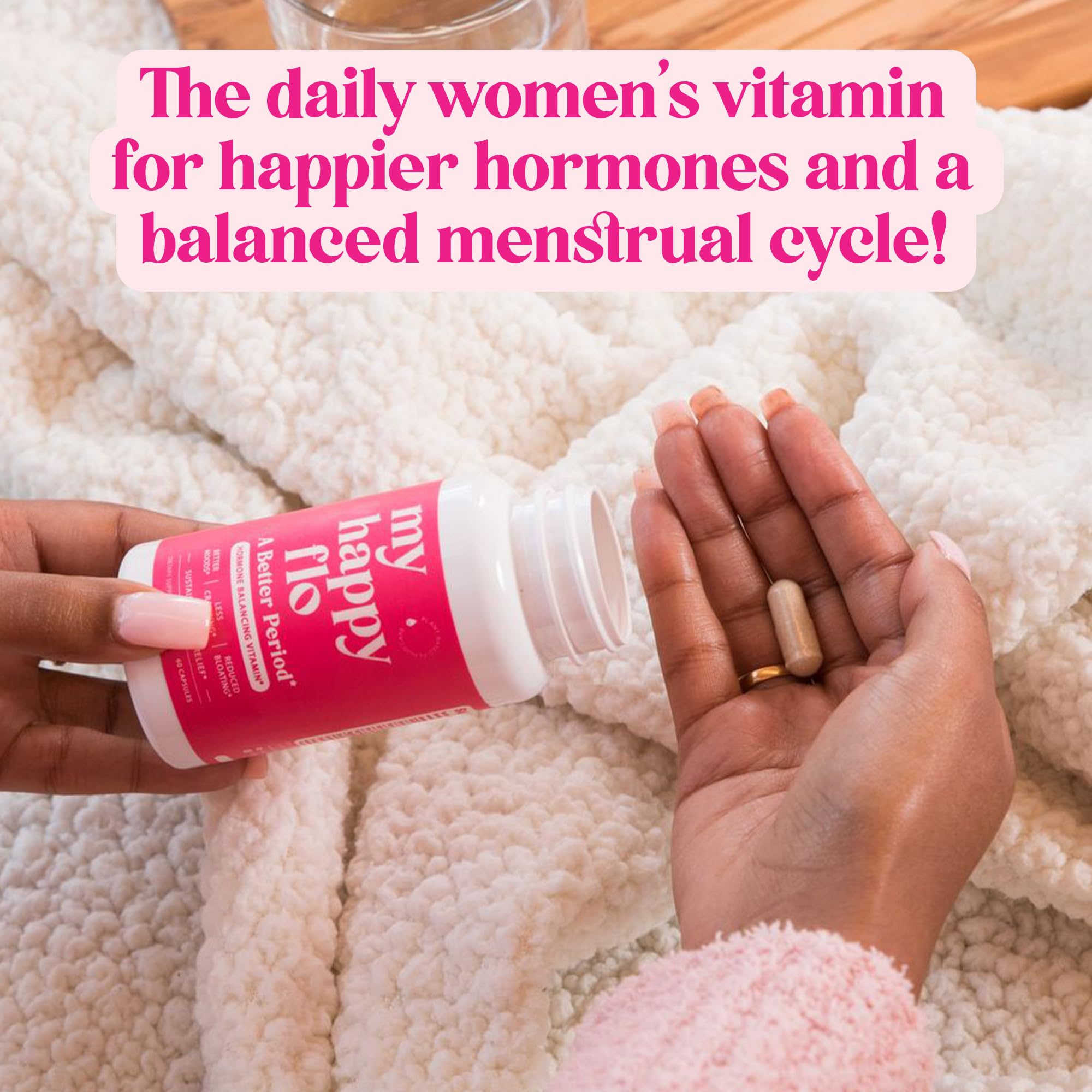 My Happy Flo PMS Support Supplement for Women with Iron, PMS Relief Hormone Support for Women, 10-in-1 PMDD Supplements for Women | DIM & I3C Indole-3-Carbinol for Cramp Relief, Heavy Flow - 60 Caps My Happy Flo uk supplements