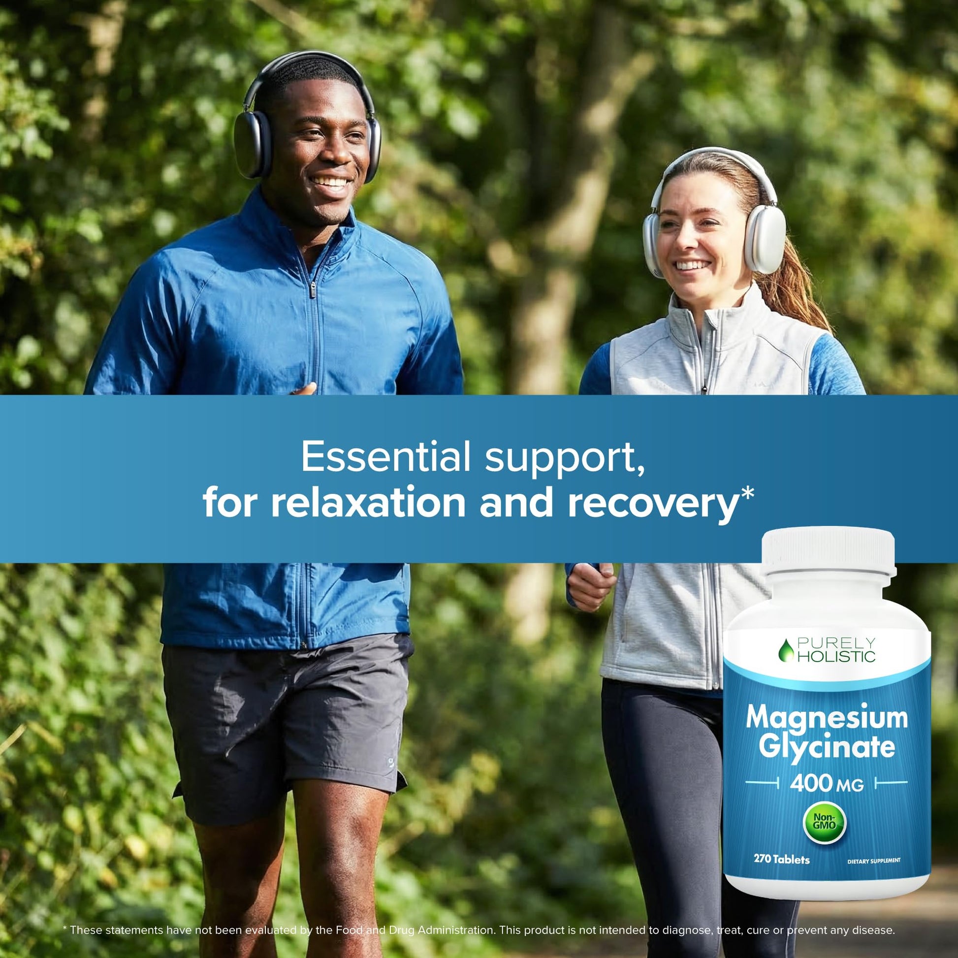 Magnesium Glycinate 400mg | 4+ Month Supply | Sleep, Relaxation & Muscle Support | High Absorption Chelated Magnesium Supplement for Women & Men | Gentle on Digestion | Vegan | 270 Tablets Purely Holistic uk supplements