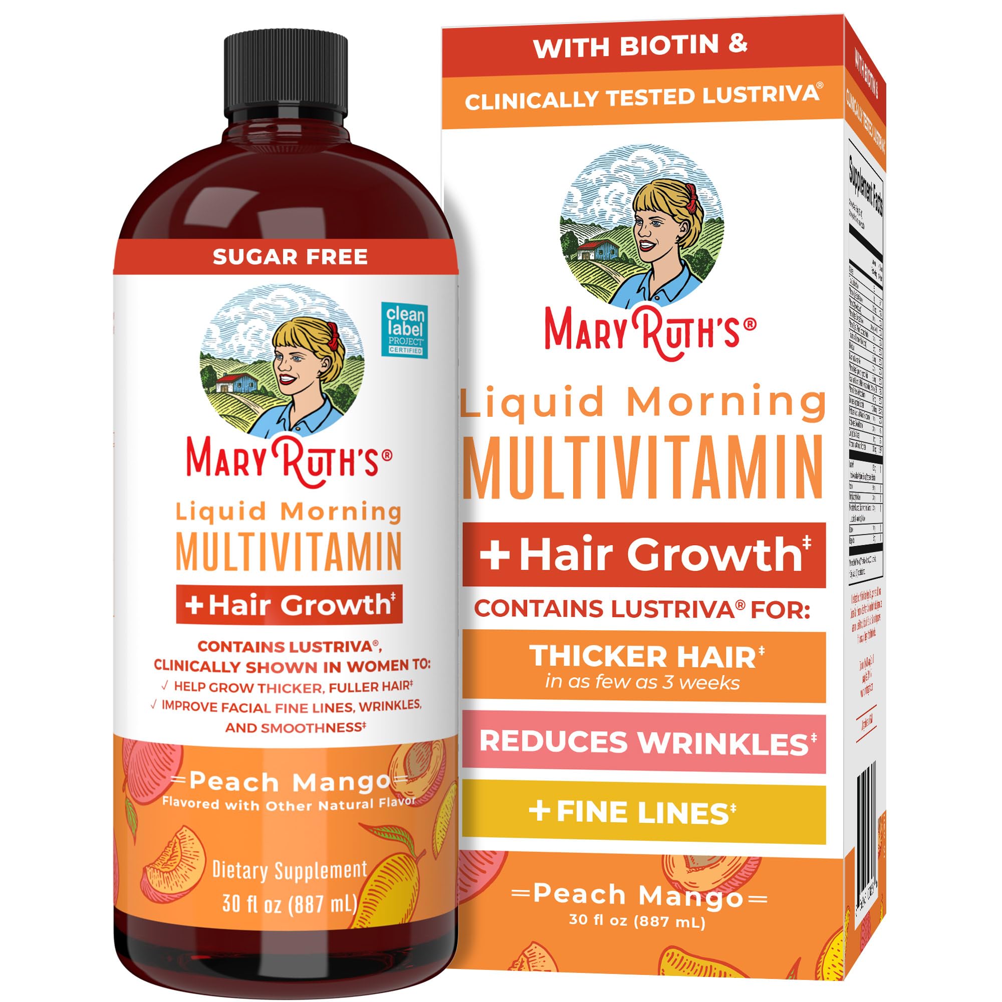 MaryRuth's Liquid Multivitamin+Hair Growth | Clinically Tested for Thicker Hair & Facial Wrinkles in Women | Biotin 10000mcg | Lustriva Hair Growth Supplement | MaryRuth Organics uk supplements