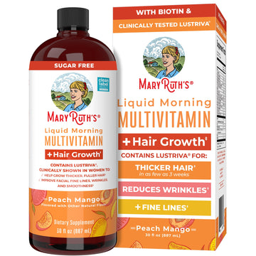 MaryRuth's Liquid Multivitamin+Hair Growth | Clinically Tested for Thicker Hair & Facial Wrinkles in Women | Biotin 10000mcg | Lustriva Hair Growth Supplement | MaryRuth Organics uk supplements