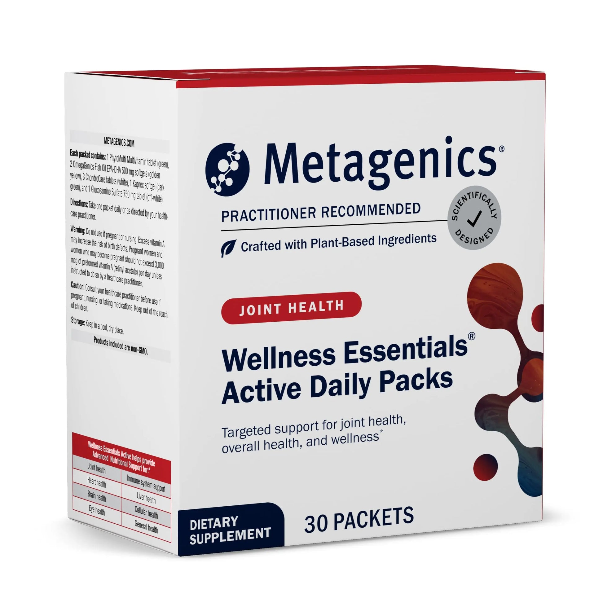 Metagenics Wellness Essentials Active Daily Packs - with Glucosamine, Chondroitin, MSM, Magnesium, Vitamin C & Omega-3* - Supports Mobility, Cartilage & Bone Health* - 30 Packets Metagenics uk supplements