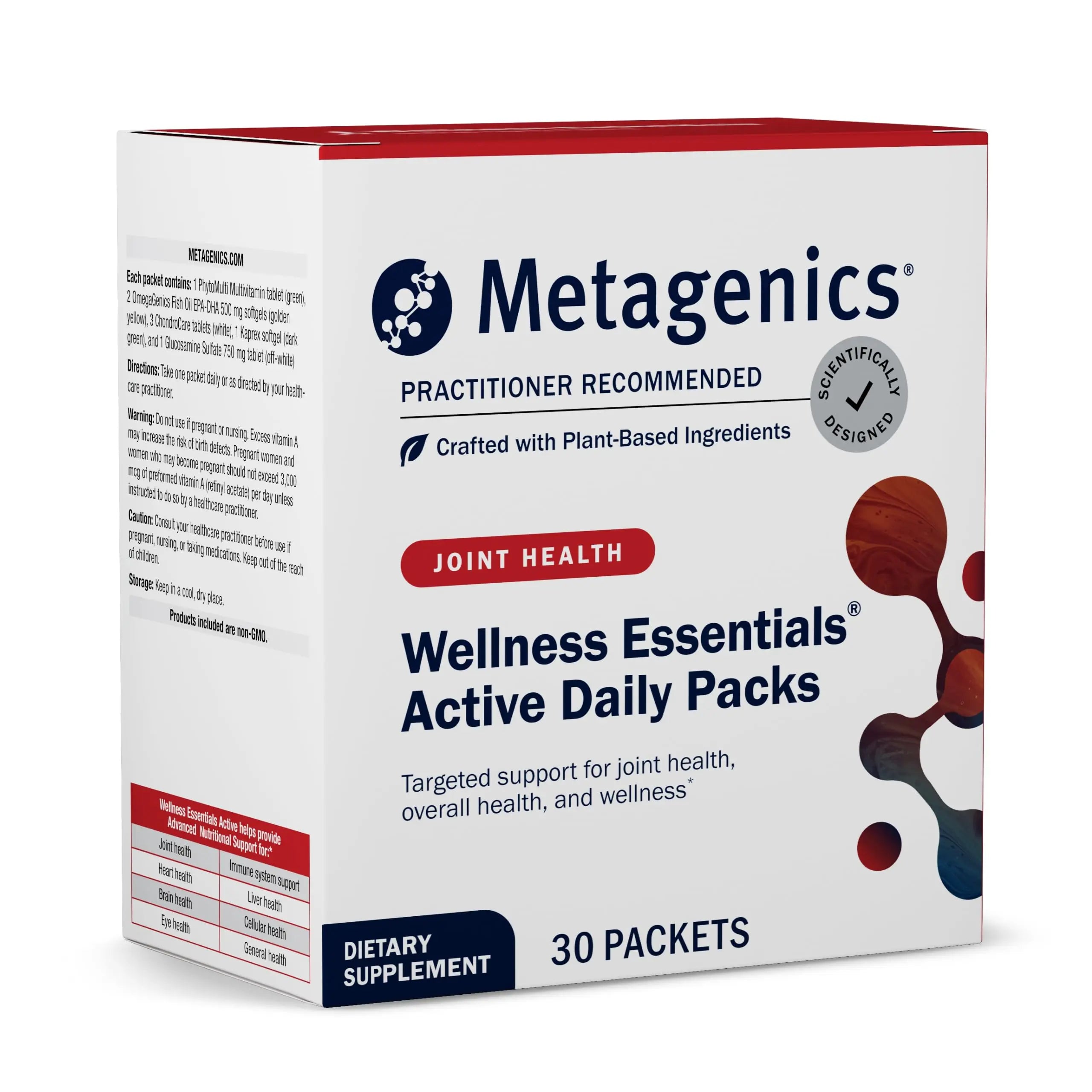 Metagenics Wellness Essentials Active Daily Packs - with Glucosamine, Chondroitin, MSM, Magnesium, Vitamin C & Omega-3* - Supports Mobility, Cartilage & Bone Health* - 30 Packets Metagenics uk supplements