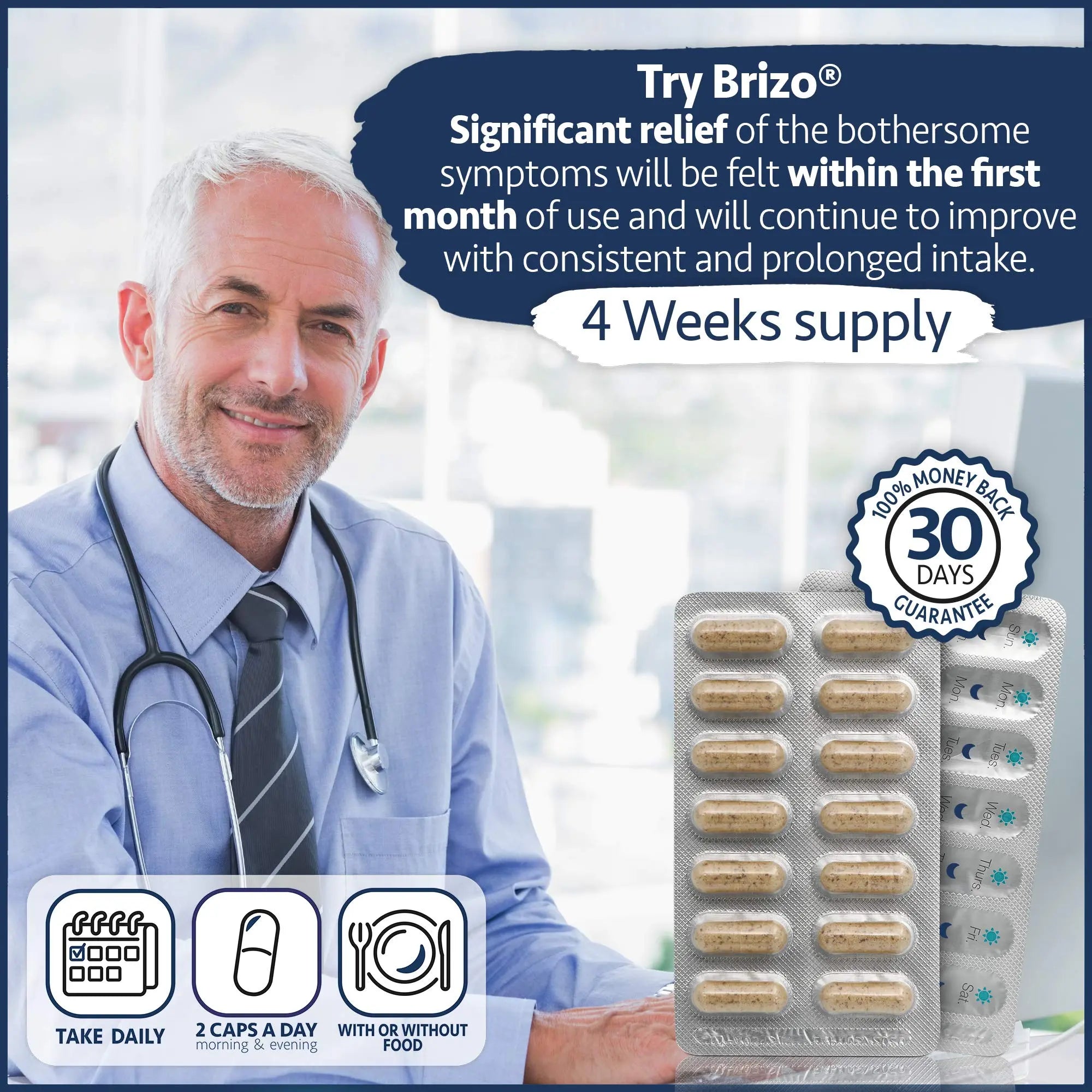 Brizo Prostate Health Supplements for Men - Herbal Capsules for Mens Urinary Health - Reduce Frequent Urination - 1 Month Supply Brizo uk supplements