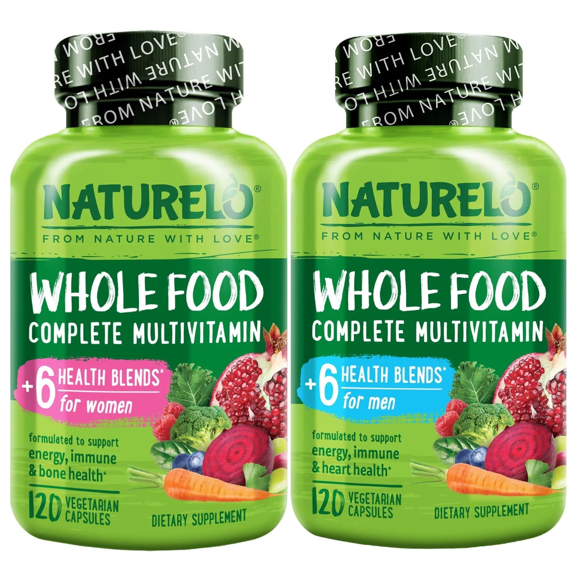 NATURELO Whole Food Multivitamin for Women - 120 Capsules and Whole Food Multivitamin for Men - 120 Capsules Bundle NATURELO uk supplements