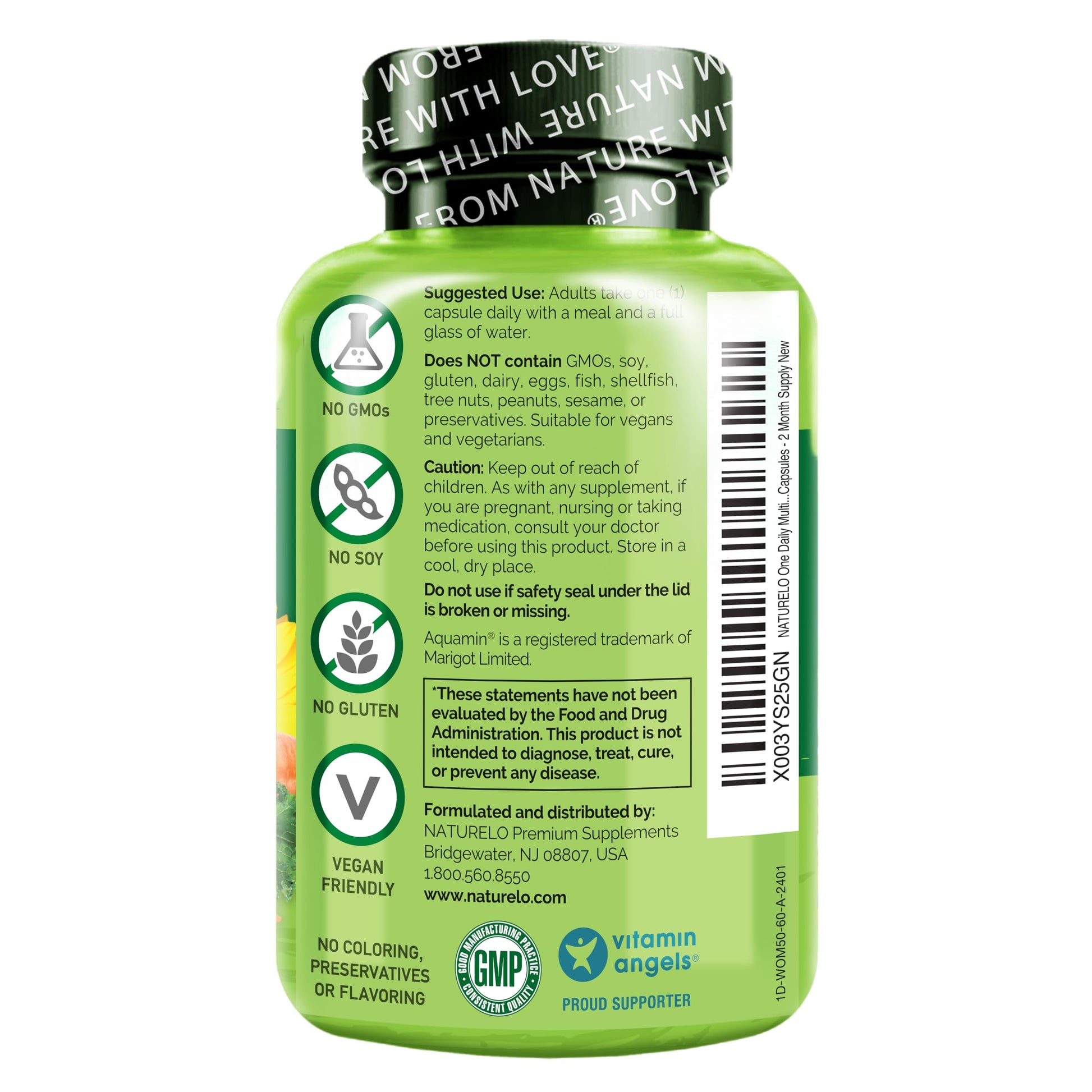 NATURELO One Daily Multivitamin for Women 50+ (Iron Free) - Menopause Support for Women Over 50 - Whole Food Supplement - Non-GMO - No Soy - 60 Capsules - 2 Month Supply NATURELO uk supplements