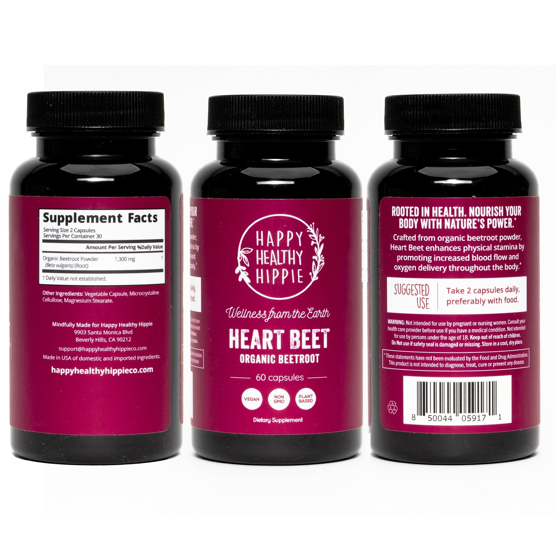 Organic Beet Root Capsules [1,300mg Superfood] - Blood Pressure Support Supplements Happy Healthy Hippie uk supplements
