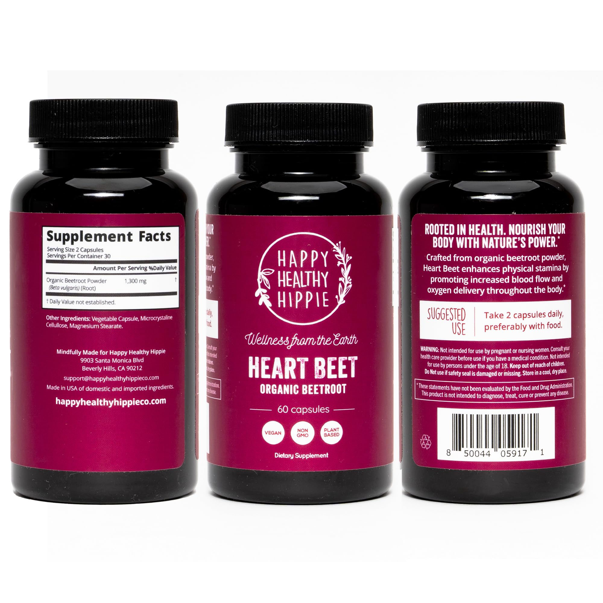 Organic Beet Root Capsules [1,300mg Superfood] - Blood Pressure Support Supplements Happy Healthy Hippie uk supplements