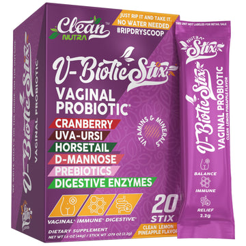 Clean Nutraceuticals Vaginal Probiotics for Women with Cranberry Extract, D-Mannose, Prebiotics, pH Balance for Women, Vaginal Health – Womens Probiotic Alternative to Gummies - 20 Stix Clean Nutraceuticals uk supplements