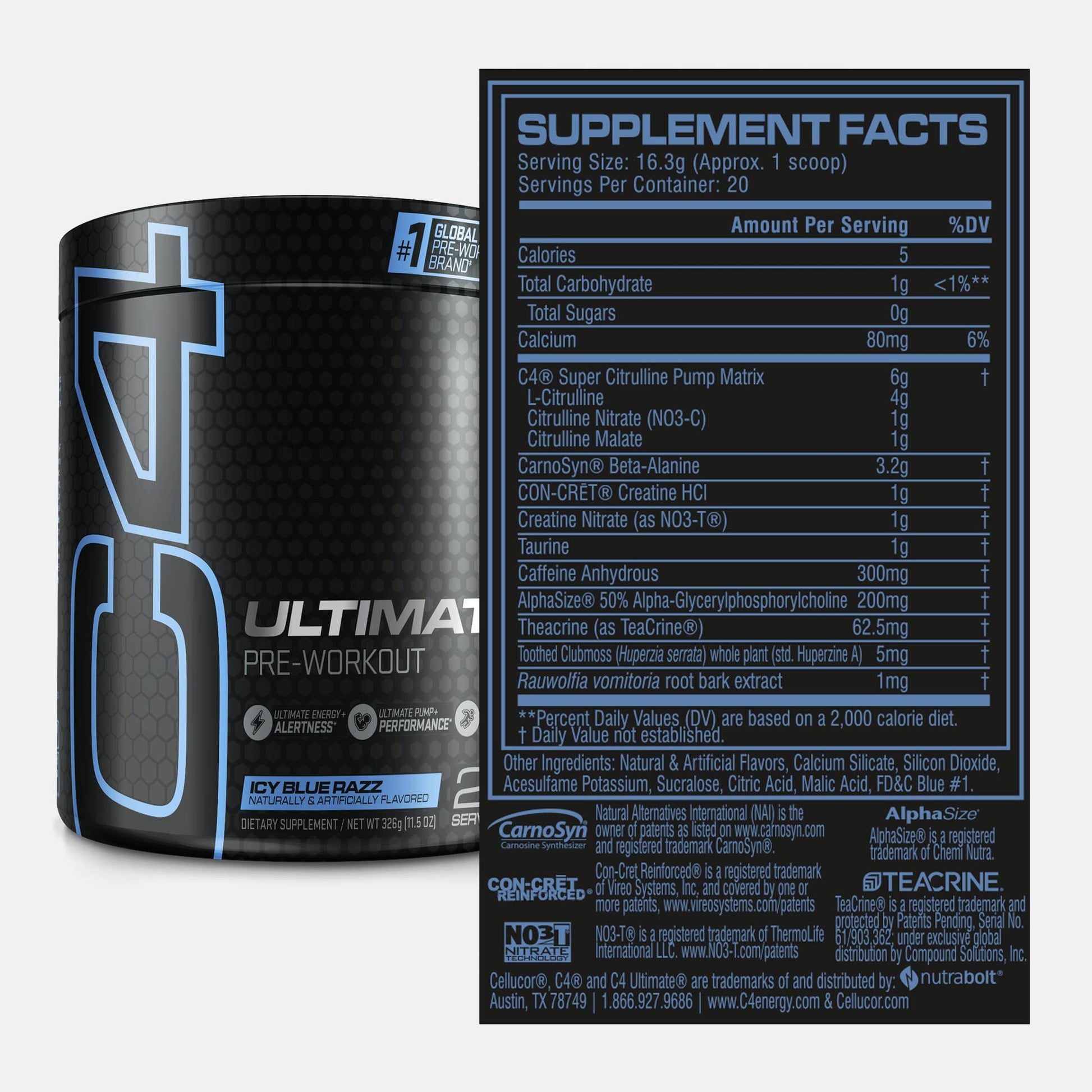 Cellucor C4 Ultimate Pre Workout Powder ICY Blue Razz - Sugar Free Preworkout Cellucor uk supplements