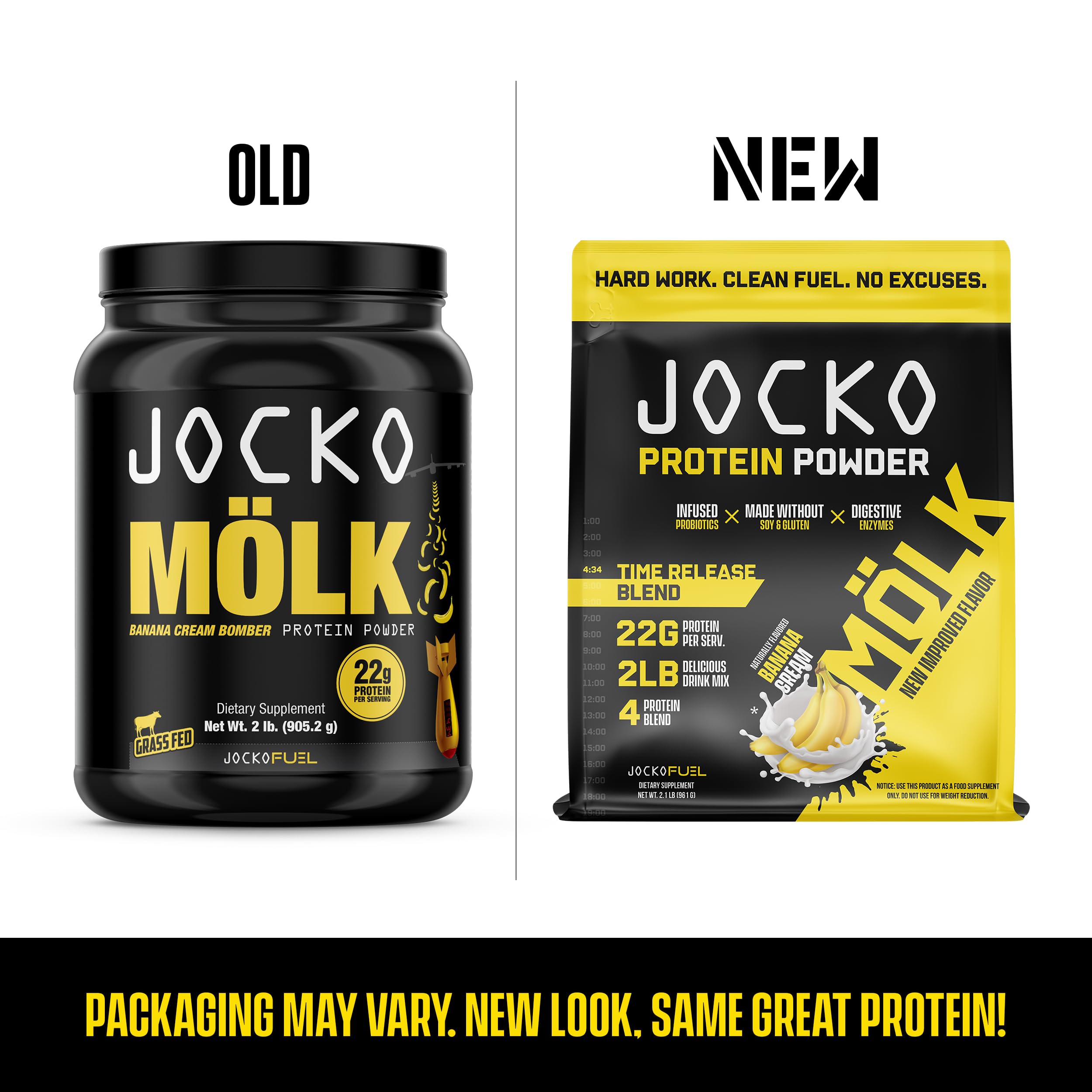 Jocko Mölk Whey Protein Powder (Banana Cream) - Keto, Probiotics, Grass Fed, Digestive Jocko Fuel uk supplements