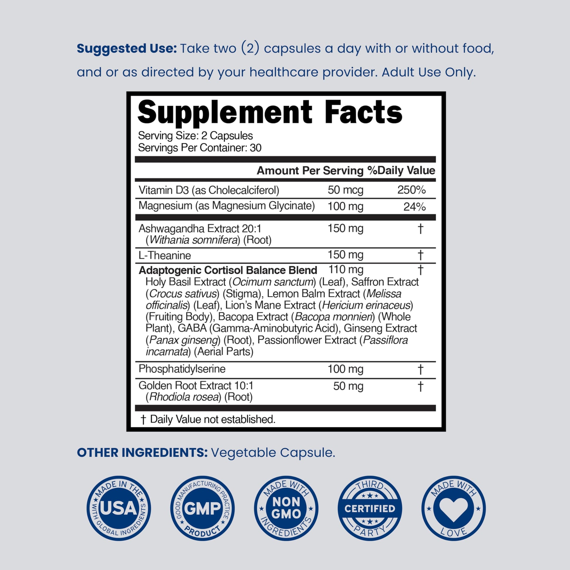 Cortisol Supplements for Women & Men with 14 in1 Blend (Magnesium, Ashwagandha, L Theanine & More) Healthy Cortisol Balance & Calm Mood Support - Third Party Tested, Non GMO, USA Made - 60 Count DORADO NUTRITION uk supplements