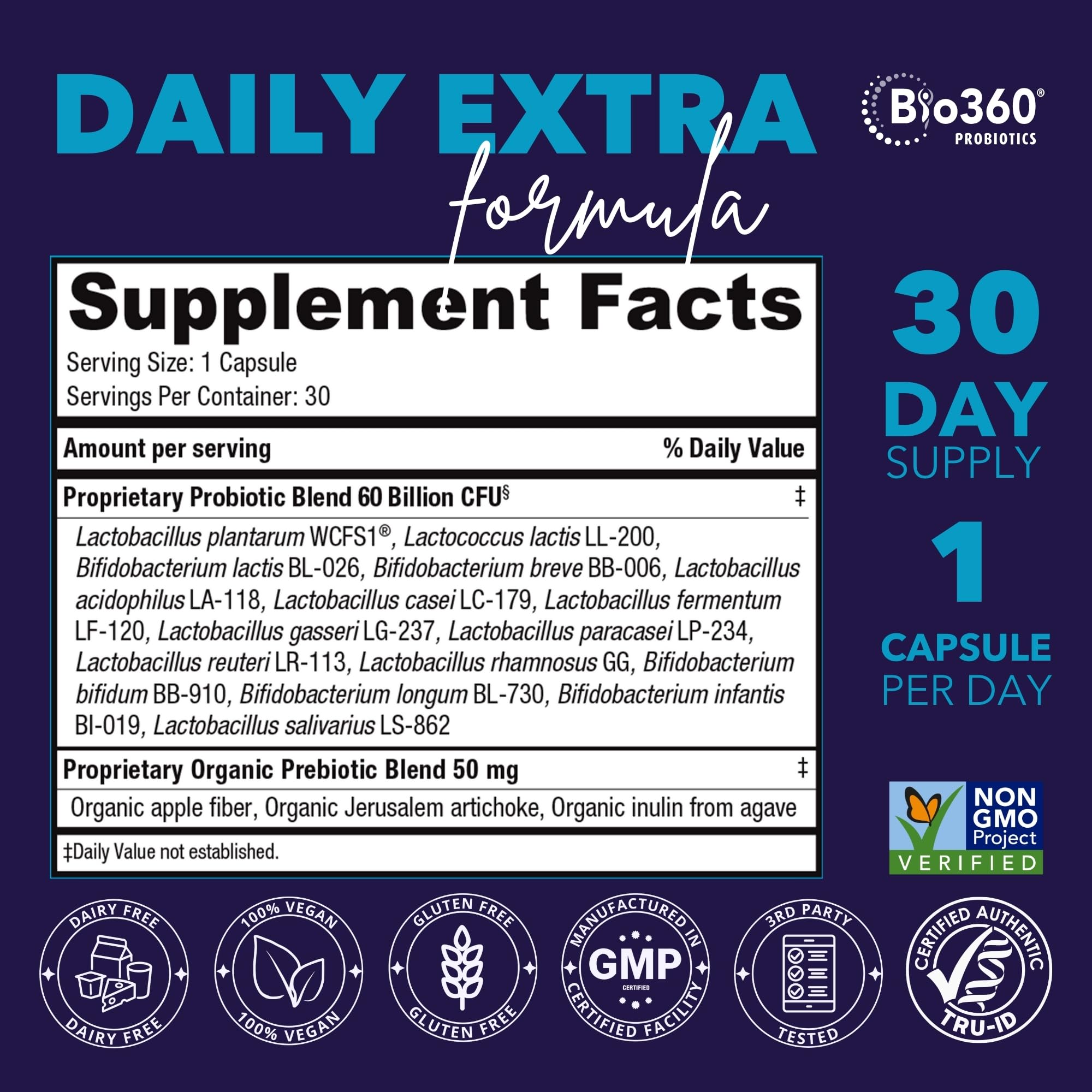 Extra Strength Probiotic for Digestive Health and Immune Support, 60 Billion CFU & 15 Strains, Gut Health Probiotics for Men and Women Supports Occasional Constipation, Diarrhea, Gas & Bloating, 30CT Bio360 uk supplements