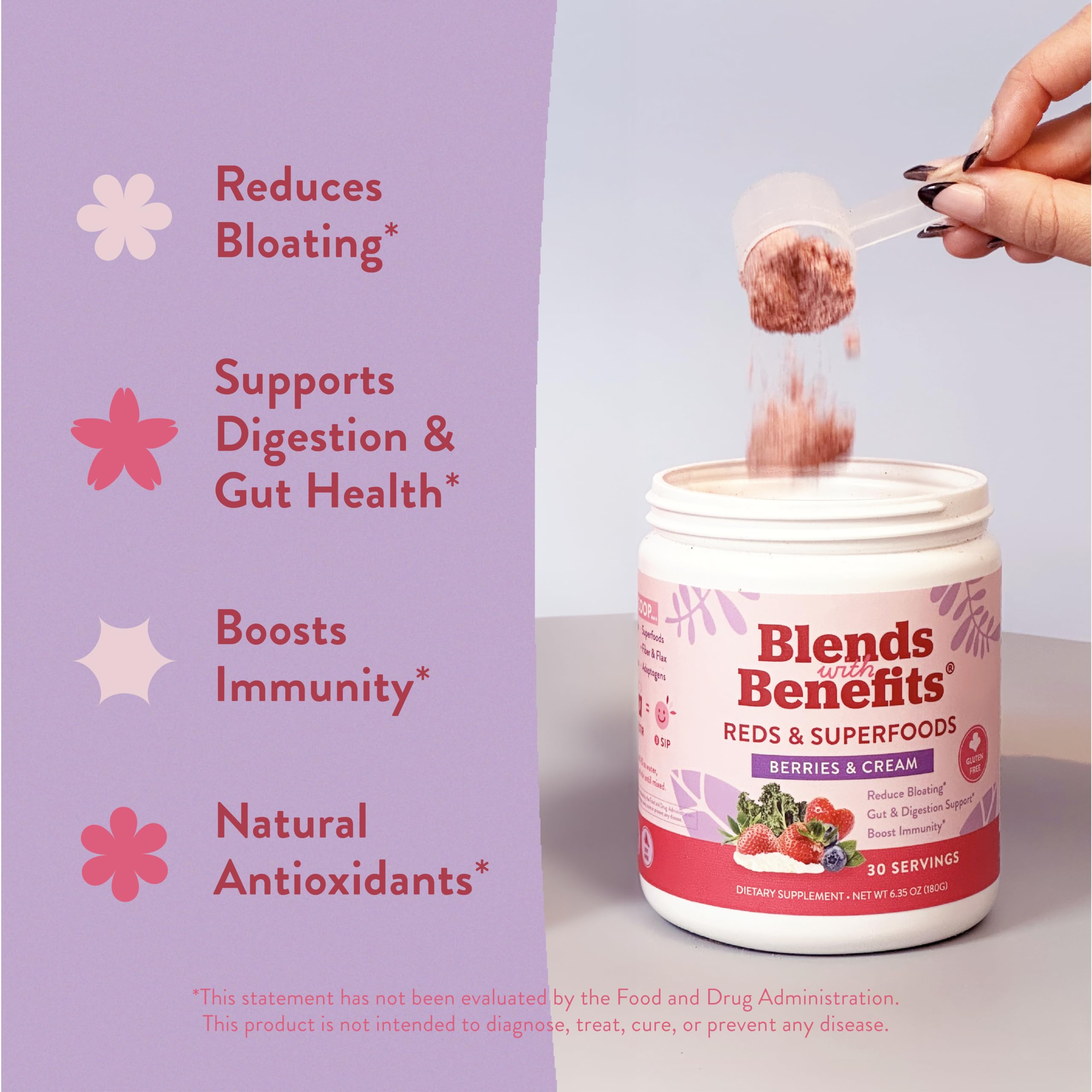 360 Nutrition Blends with Benefits Reds & Superfoods for Natural Antioxidants and Polyphenols, with Fruits & Veggies, Probiotics Digestion, Daily Energy - Berries & Cream - 30 Servings 360 Nutrition uk supplements