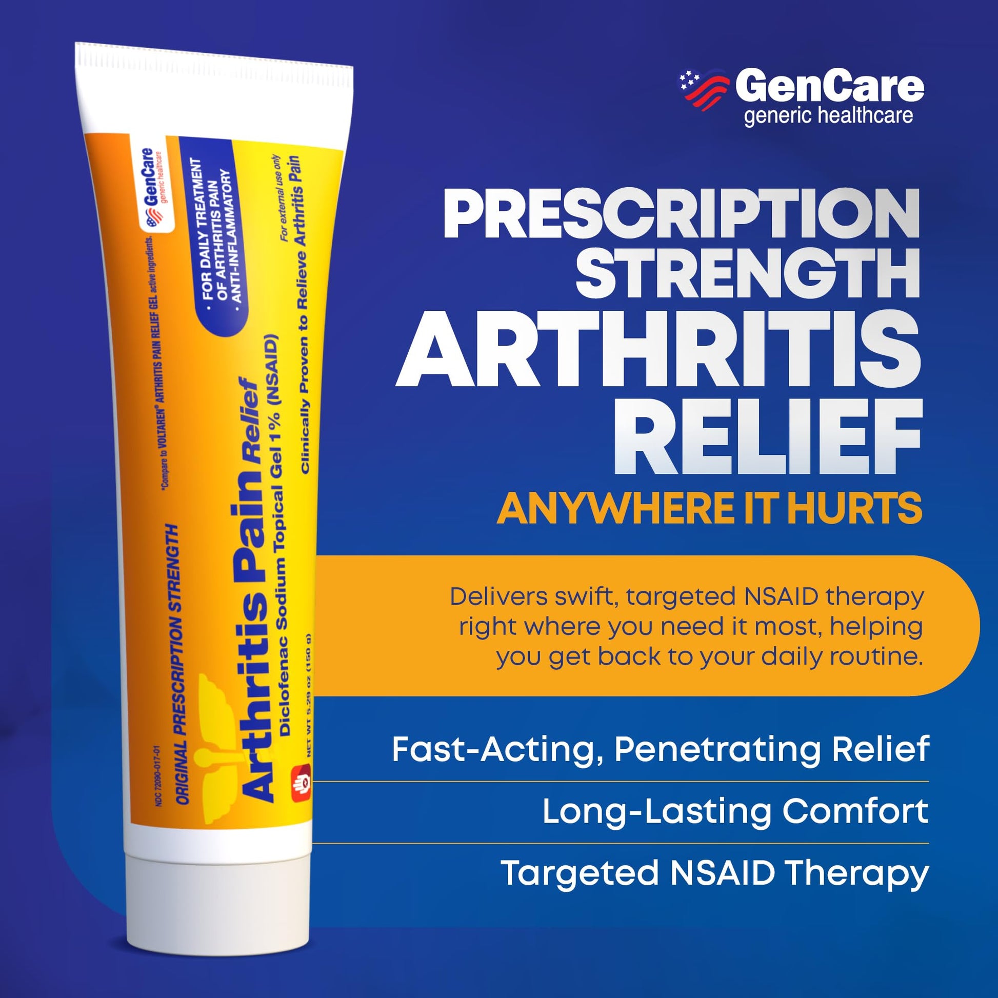 GenCare Arthritis Pain Relief Diclofenac Sodium Topical Gel 1 Percent (NSAID) - Clinically Proven Arthritis Pain Reliever - Compare to The Active Ingredient in Voltaren Gel (5.29 oz) GenCare uk supplements