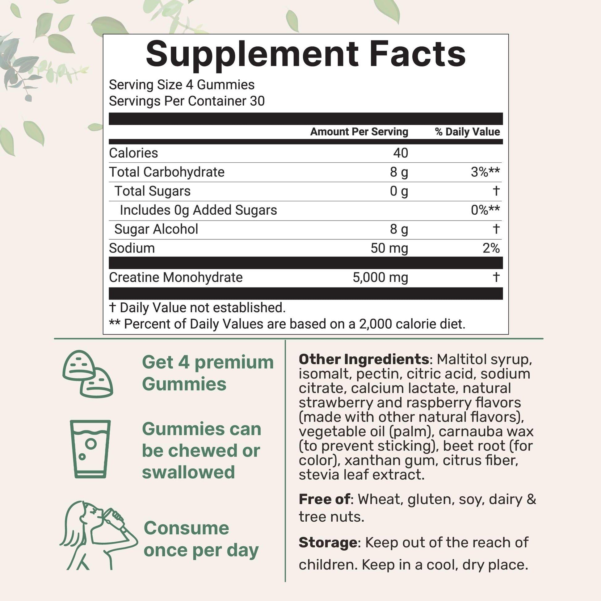 Creatine Monohydrate Gummies 5,000mg Per Serving, 120 Count | Sugar Free Strawberry Raspberry Flavored | Creatine for Women & Men | Pre Workout + Muscle Strength & Recovery Support | Non-GMO Micro Ingredients uk supplements