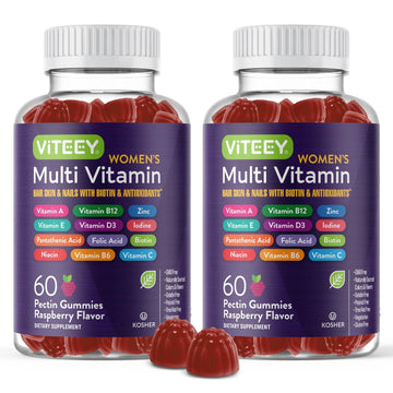 Viteey Womens Multivitamin Gummies - Immune Support - 12 in 1 Essential Vitamins & Minerals - Vitamin A, C, D3, E, B6, B12, Folic Acid, Biotin, Calcium Viteey uk supplements