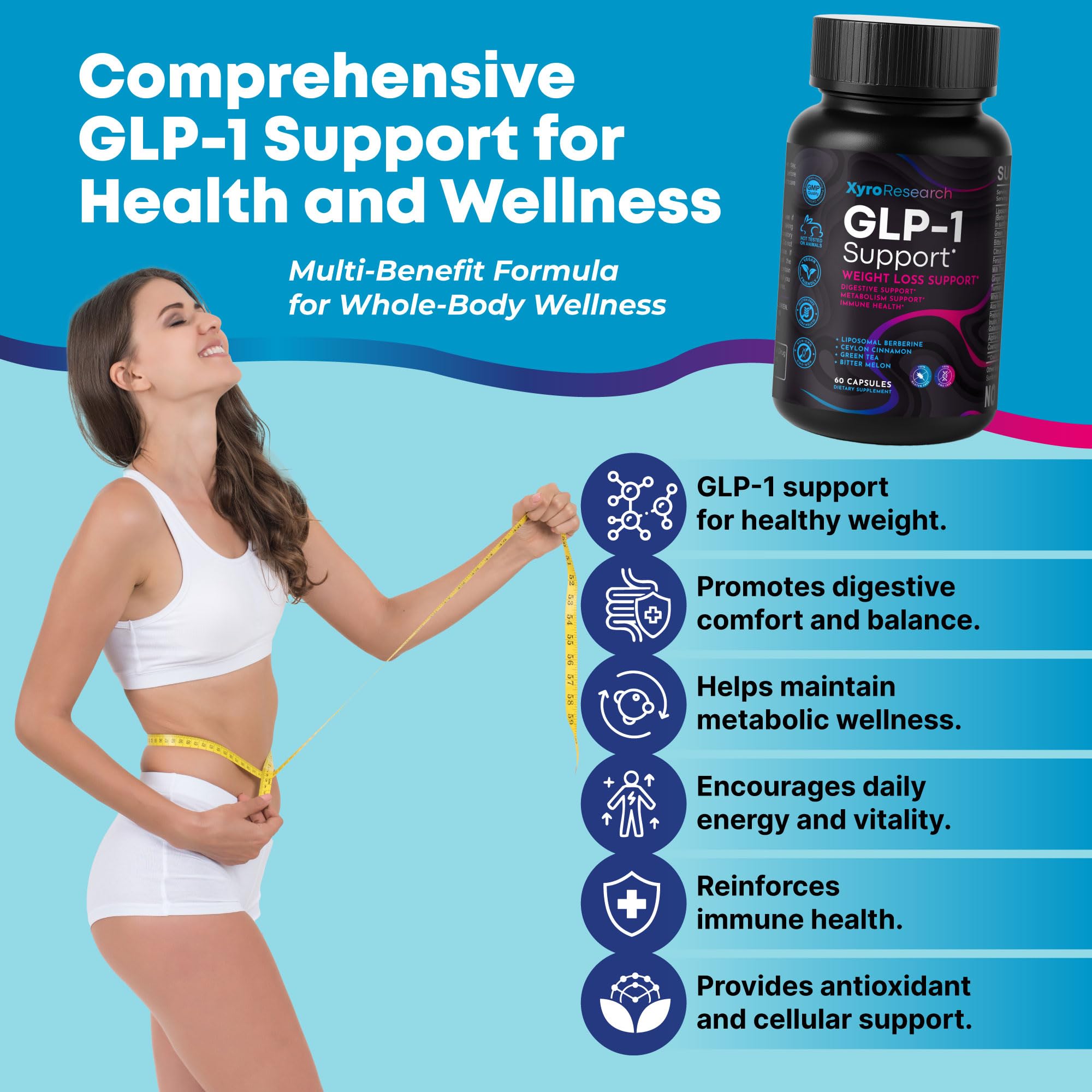 Xyro Research GLP-1 Support Weight Loss Supplement - Appetite Suppressant & Metabolism Booster to Support Natural Hunger Control Curb Cravings Burn Fat & Gut Wellness Xyro Research uk supplements