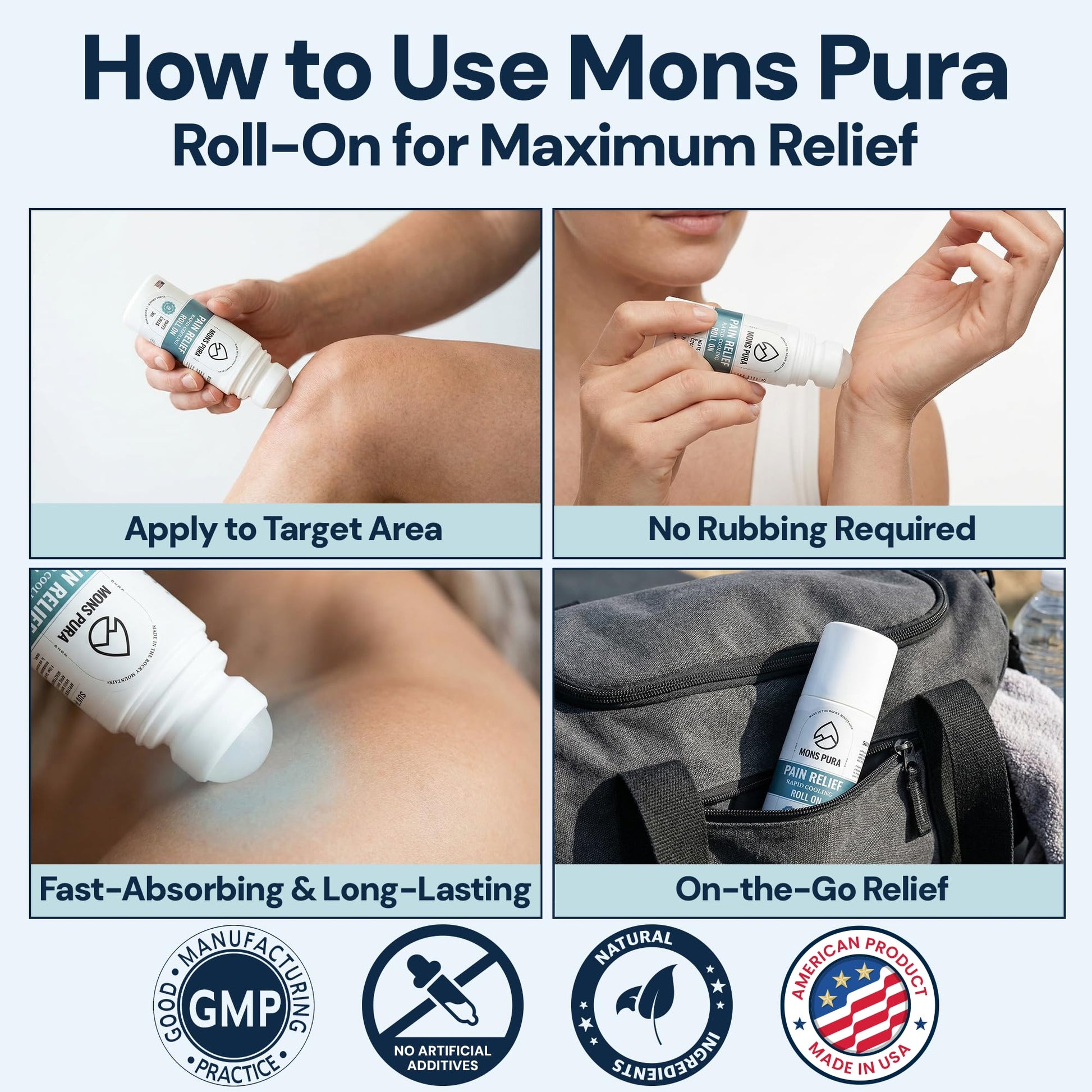 Mons Pura Roll On Pain Relief with Menthol, Arnica, Rosemary & Essential Oils - Extra Strength Arnica Roll On Fast Cooling Muscle & Joint Relief for Arthritis, Back Pain & Sciatica (3oz) Mons Pura uk supplements