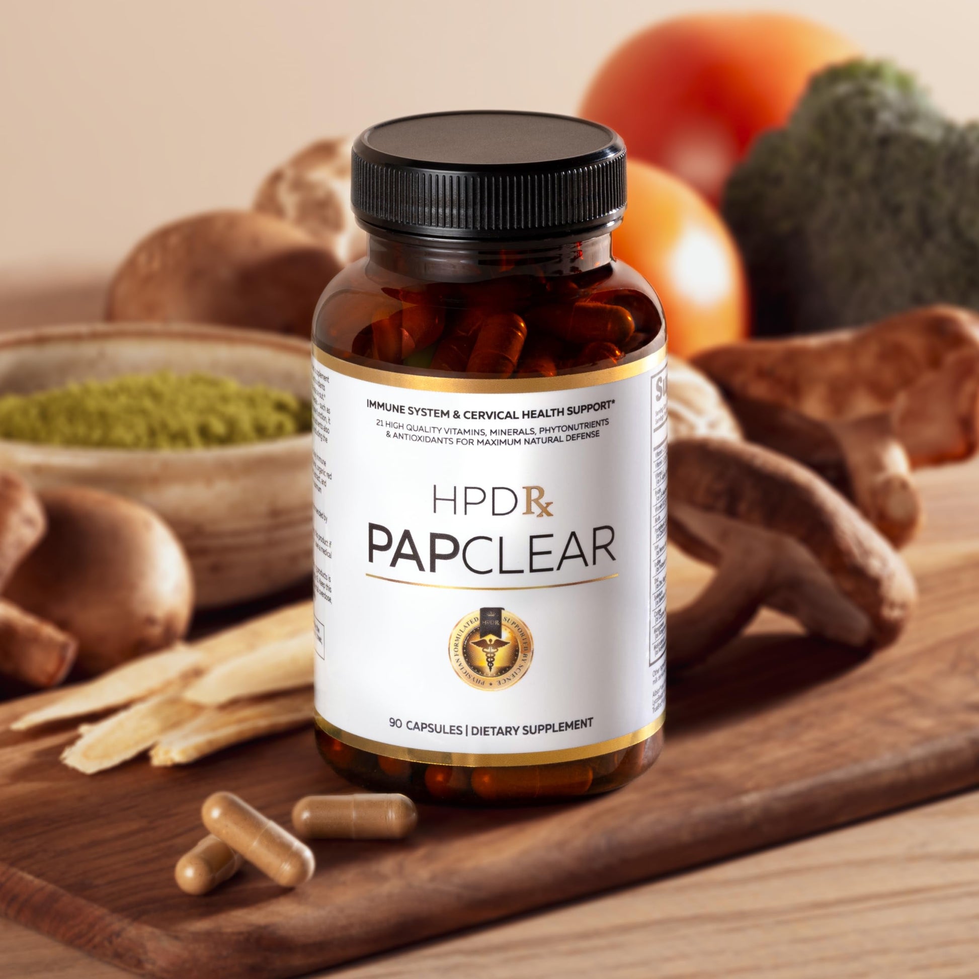 PAPCLEAR Physician Formulated | All Natural Immune Support Supplement | Advanced Powerful Immunity Booster | 21 Vitamins & Nutrients with Organic Shiitake Mushroom & Lycopene | 90 Capsules | Pack of 1 HPD Rx uk supplements