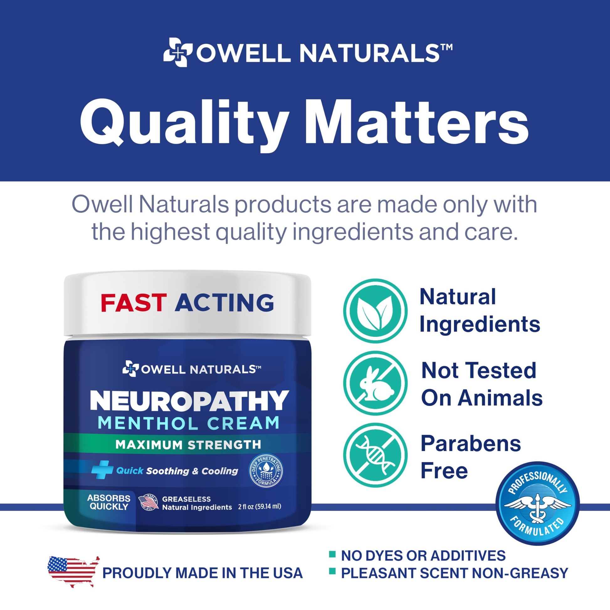 Owell Naturals Neuropathy Cream Extra Strength – Fast Absorbing Cooling for Leg, Feet & Hands – Advanced Soothing Formula with Aloe Vera, Arnica, MSM & Vitamin B6 – Made in USA, 2 fl oz Owell Naturals uk supplements